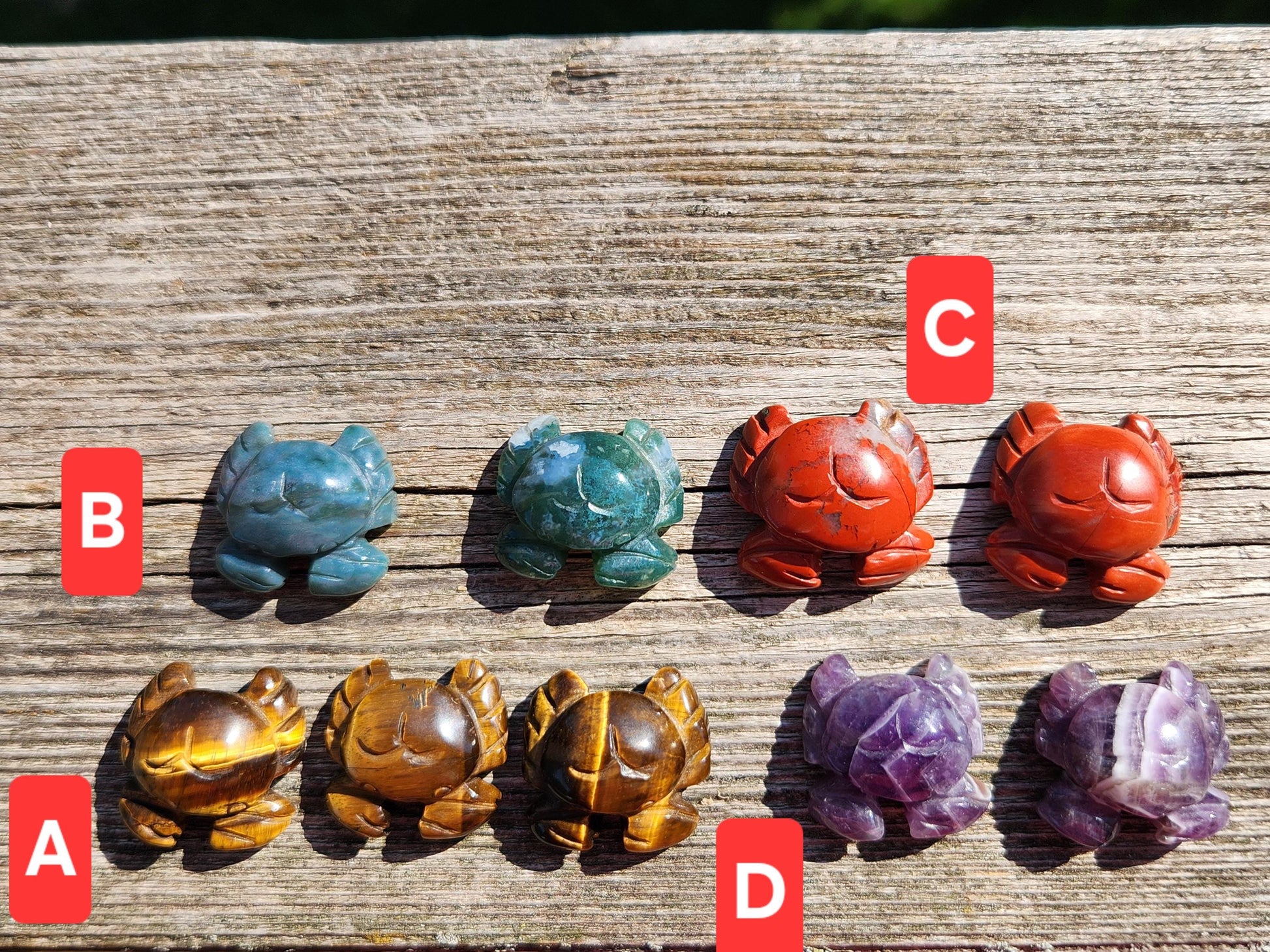 Mini Crystal Crab: Tiger Eye, Jasper, Agate, or Amethyst, One