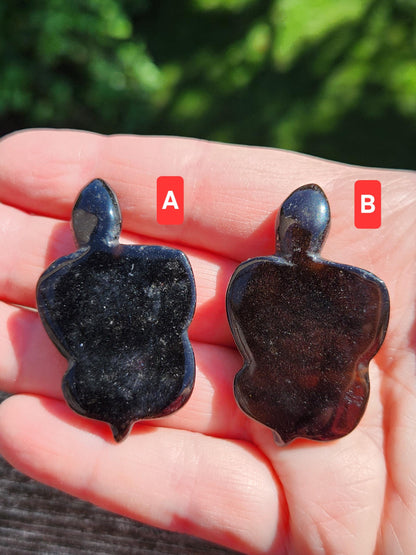 Carved Obsidian Snake: Black or Silver Sheen Crystal Carving, One