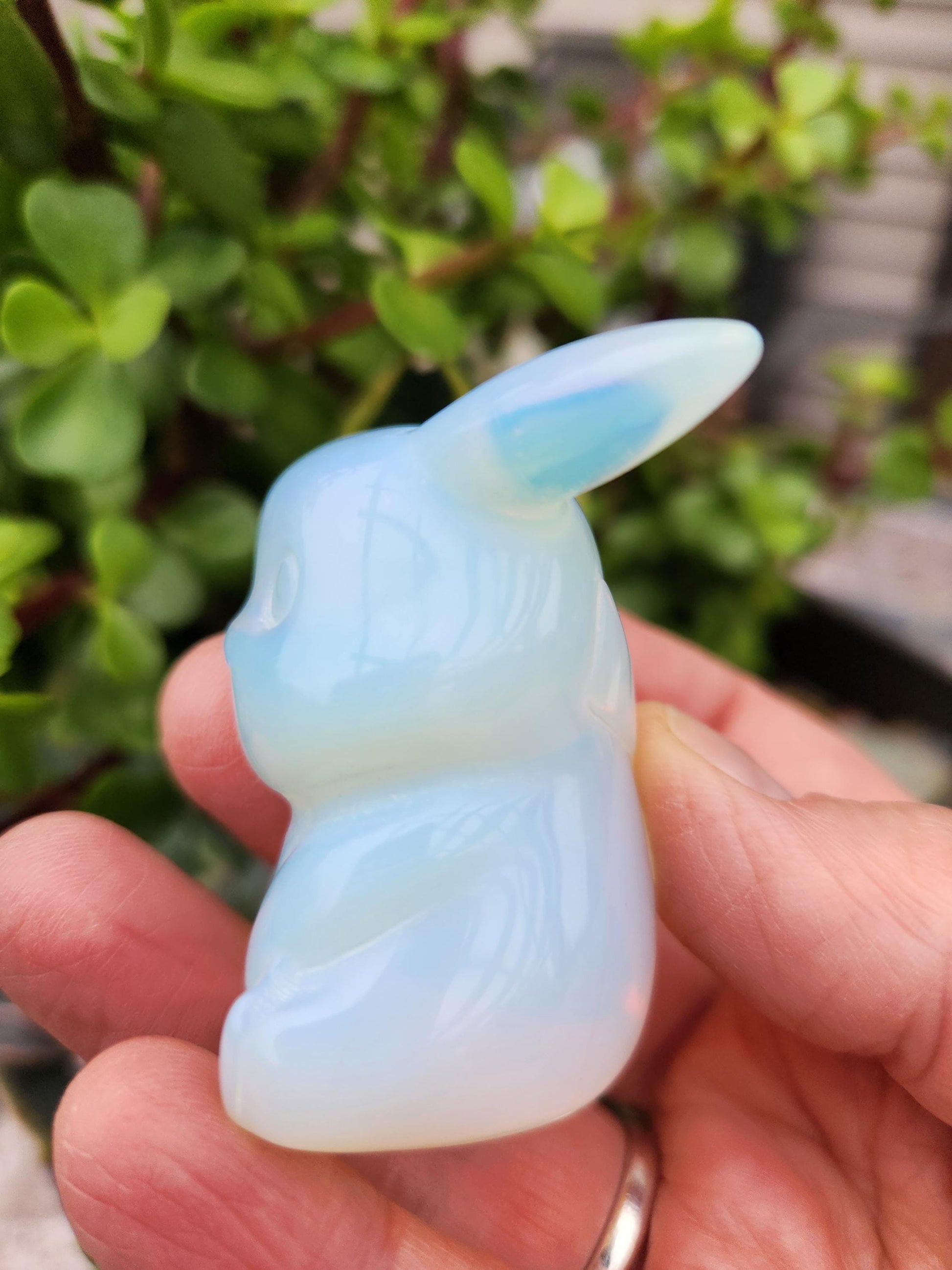 Opalite Pikachu Figurine: High Polish Crystal Carving