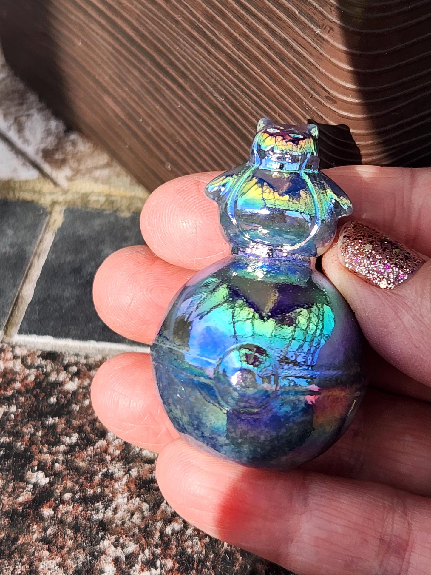 Super Cute Aura Snorlax On Poke Ball Natural Stone Crystal, Pokémon, Gift