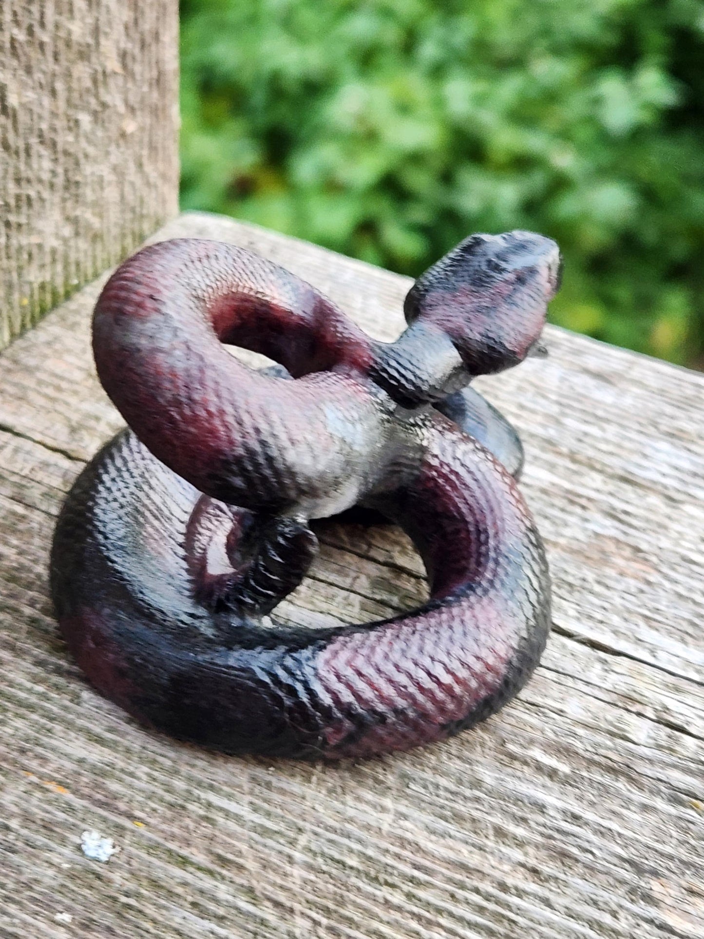 Carved Garnet Fireworks Snake Crystal Carving, Rattlesnake