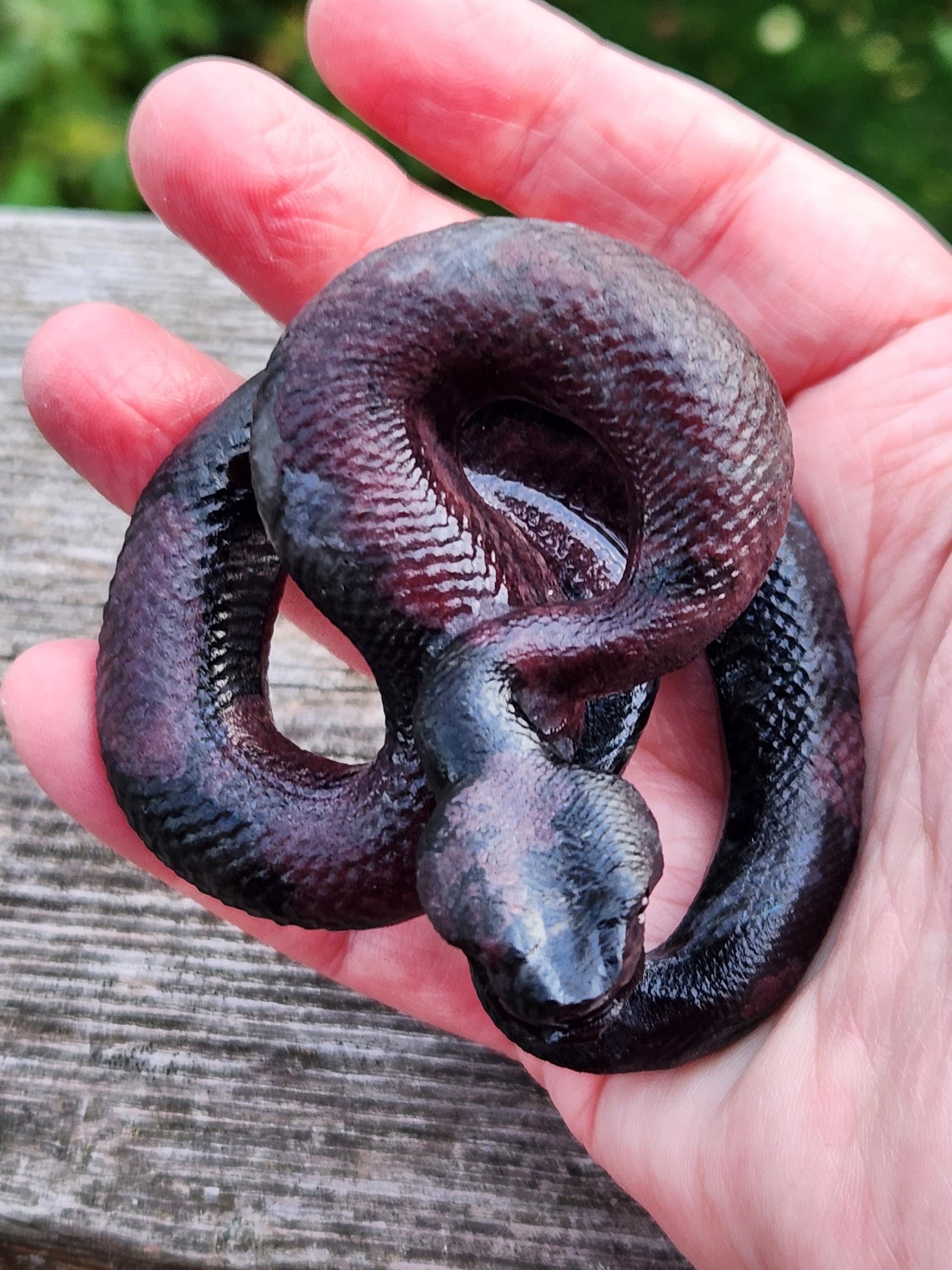 Carved Garnet Fireworks Snake Crystal Carving, Rattlesnake