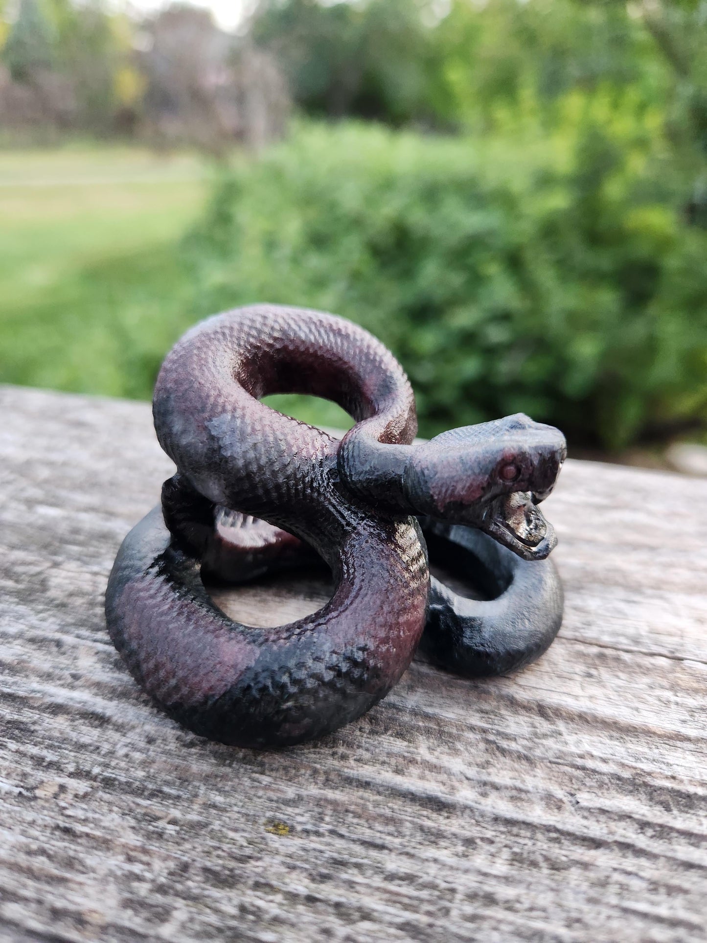 Carved Garnet Fireworks Snake Crystal Carving, Rattlesnake