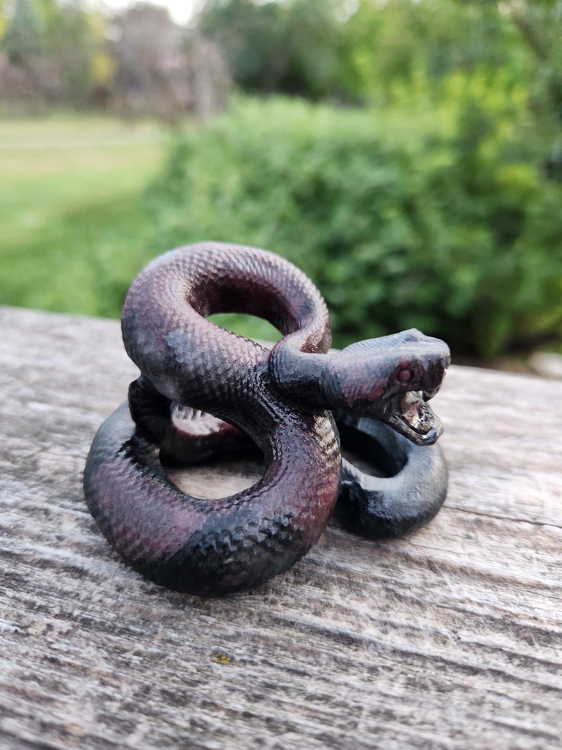 Carved Garnet Fireworks Snake Crystal Carving, Rattlesnake