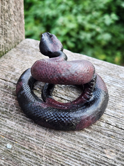 Carved Garnet Fireworks Snake Crystal Carving, Rattlesnake