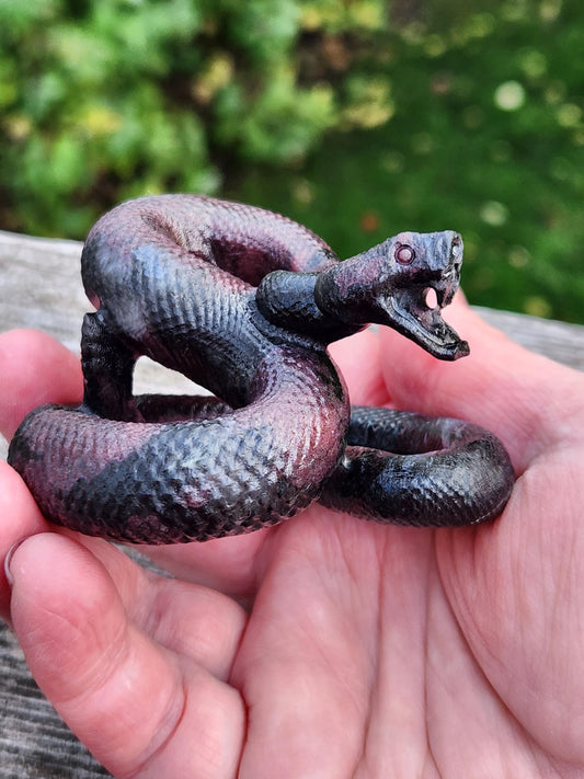 Carved Garnet Fireworks Snake Crystal Carving, Rattlesnake