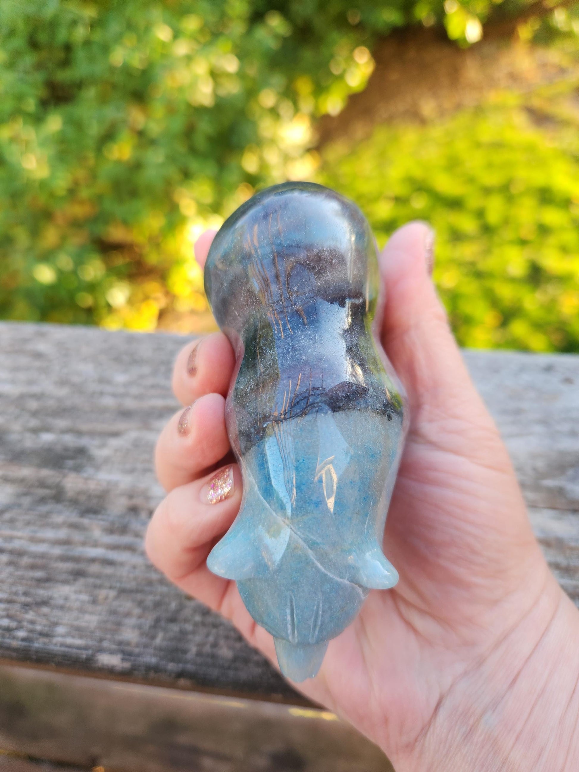 Trolleite Grizzly Bear Crystal Carving: High Polish Stone Animal