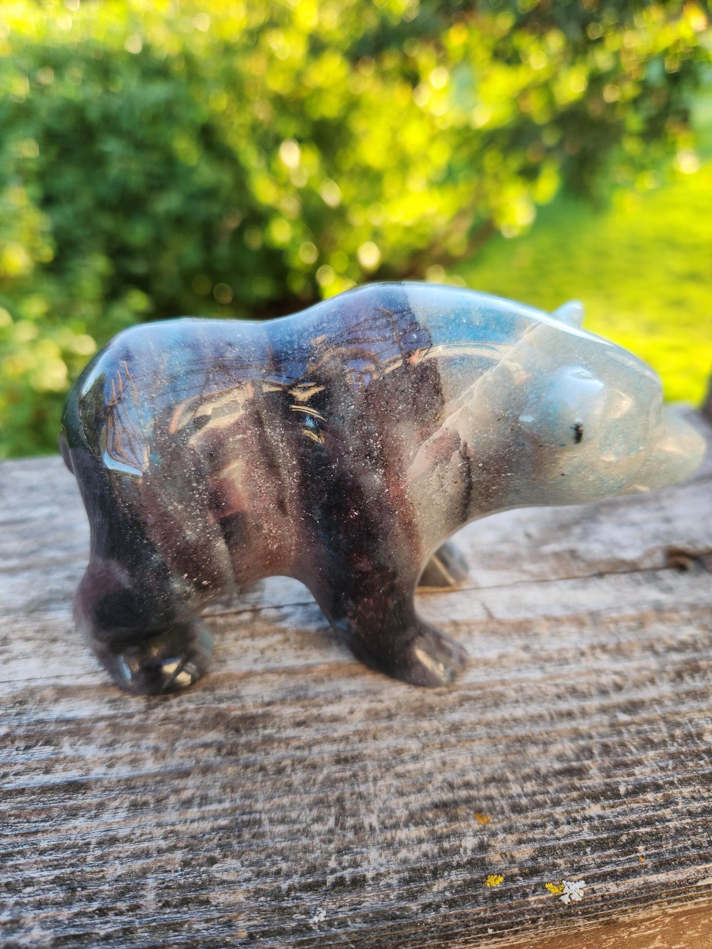 Trolleite Grizzly Bear Crystal Carving: High Polish Stone Animal