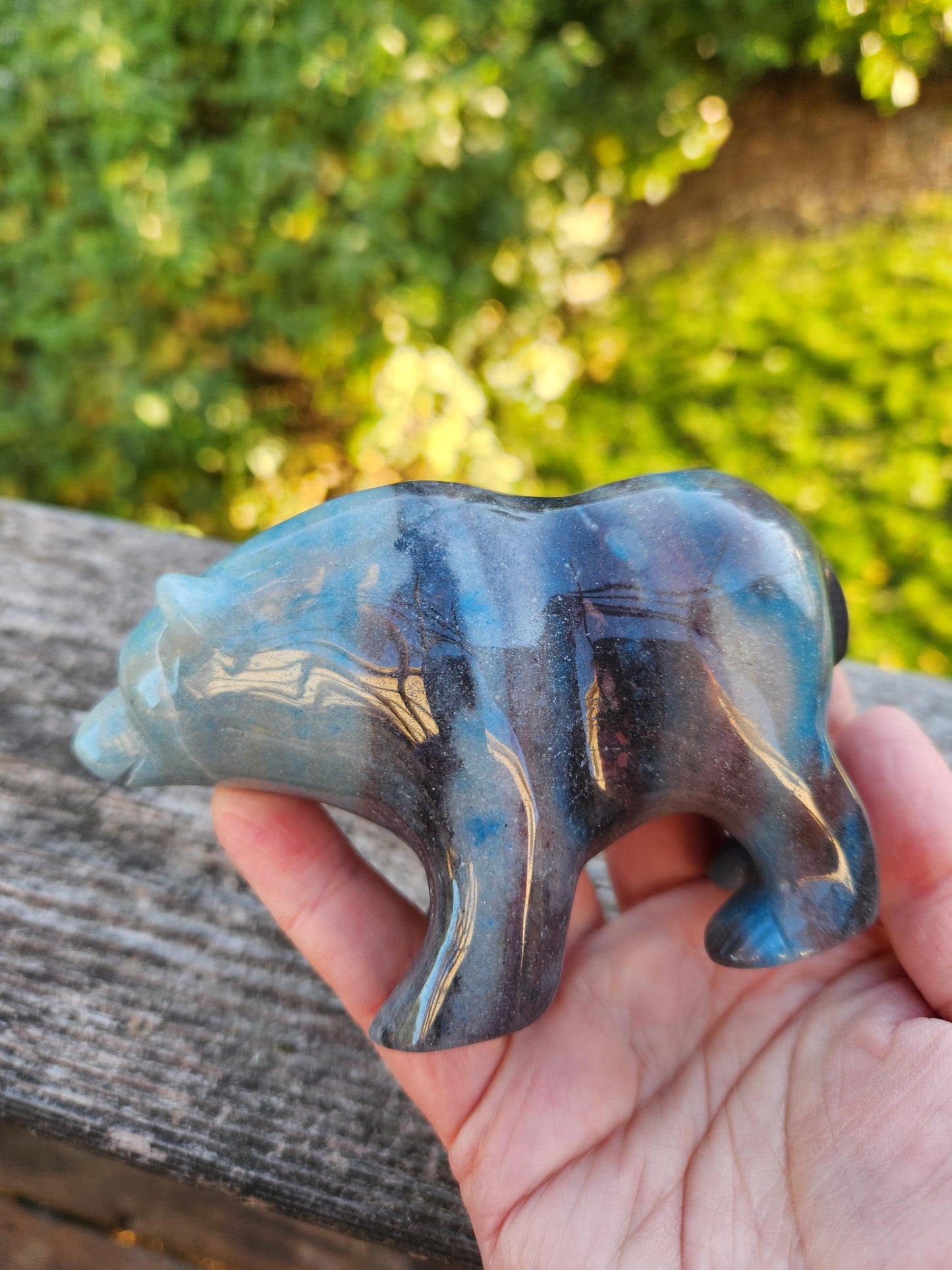 Trolleite Grizzly Bear Crystal Carving: High Polish Stone Animal