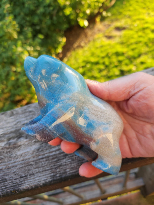 Trolleite Grizzly Bear Crystal Carving, High Polish Figurine