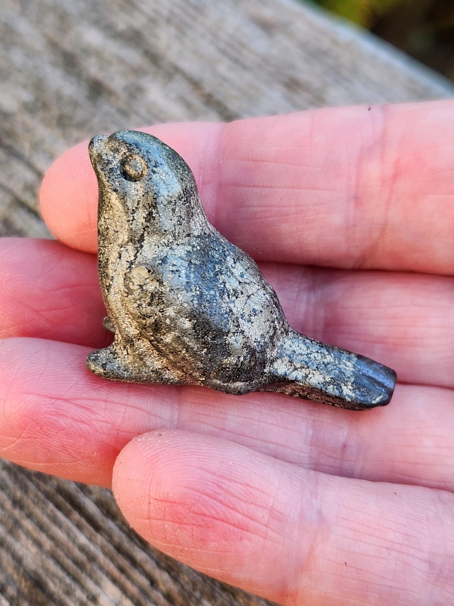 Small Pyrite Bird Carving Natural Stone Crystal