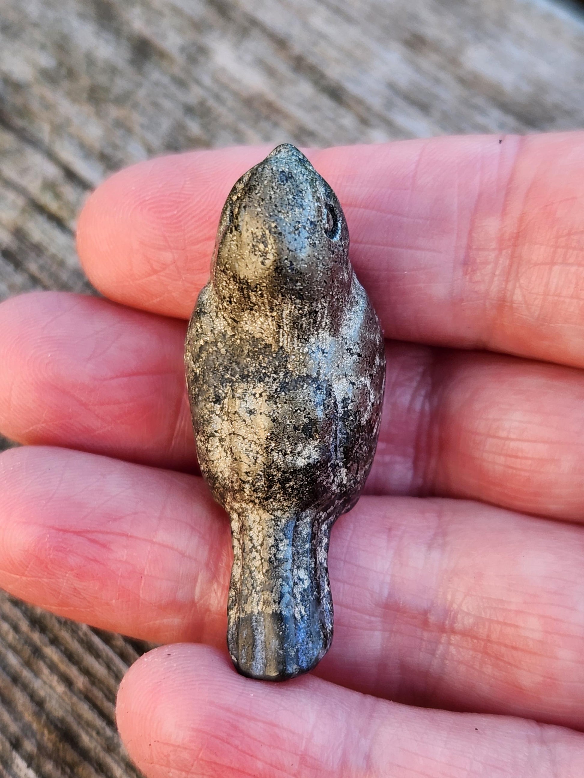 Small Pyrite Bird Carving Natural Stone Crystal