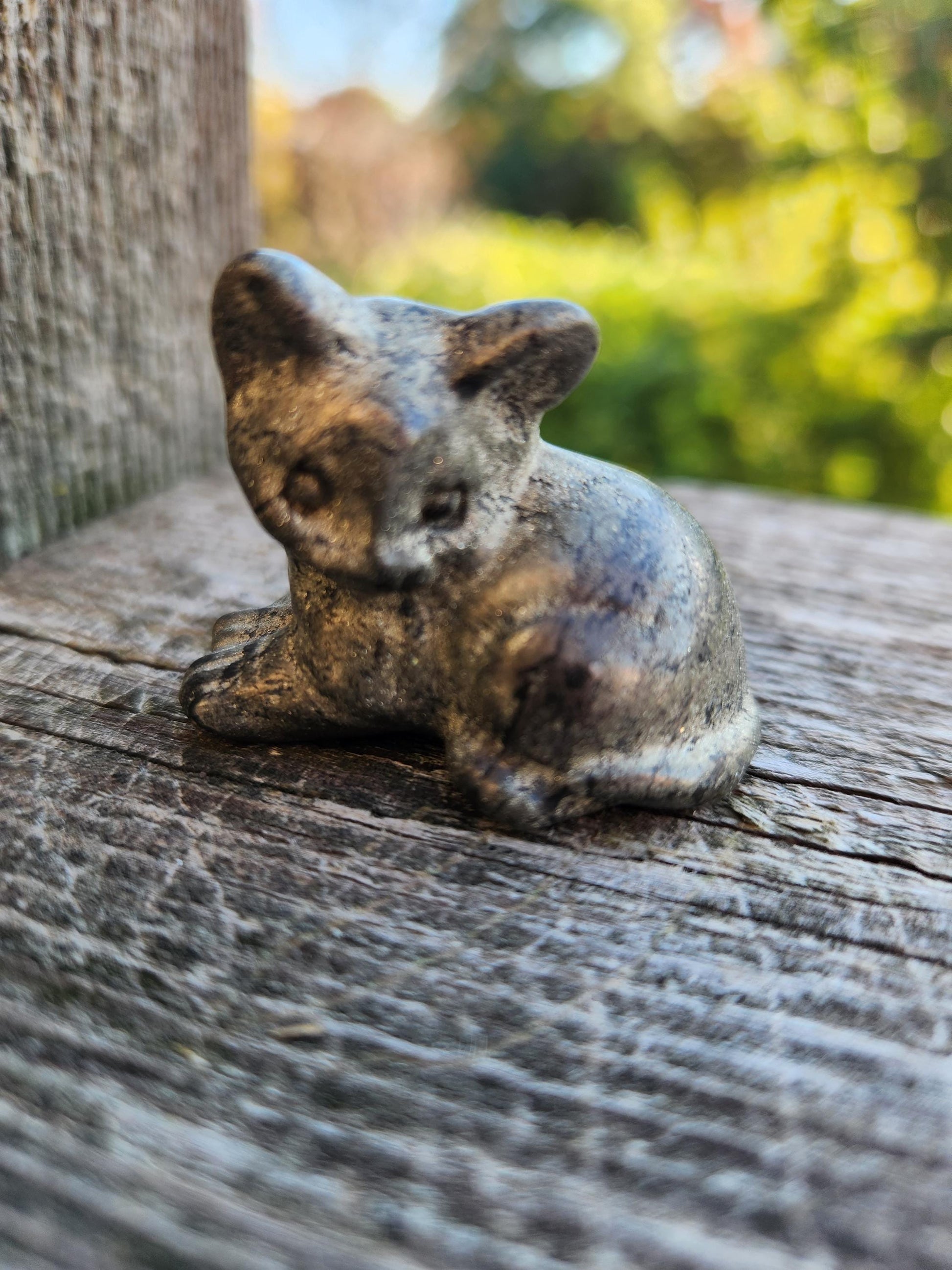 Small Pyrite Sitting Cat Carving Natural Stone Crystal
