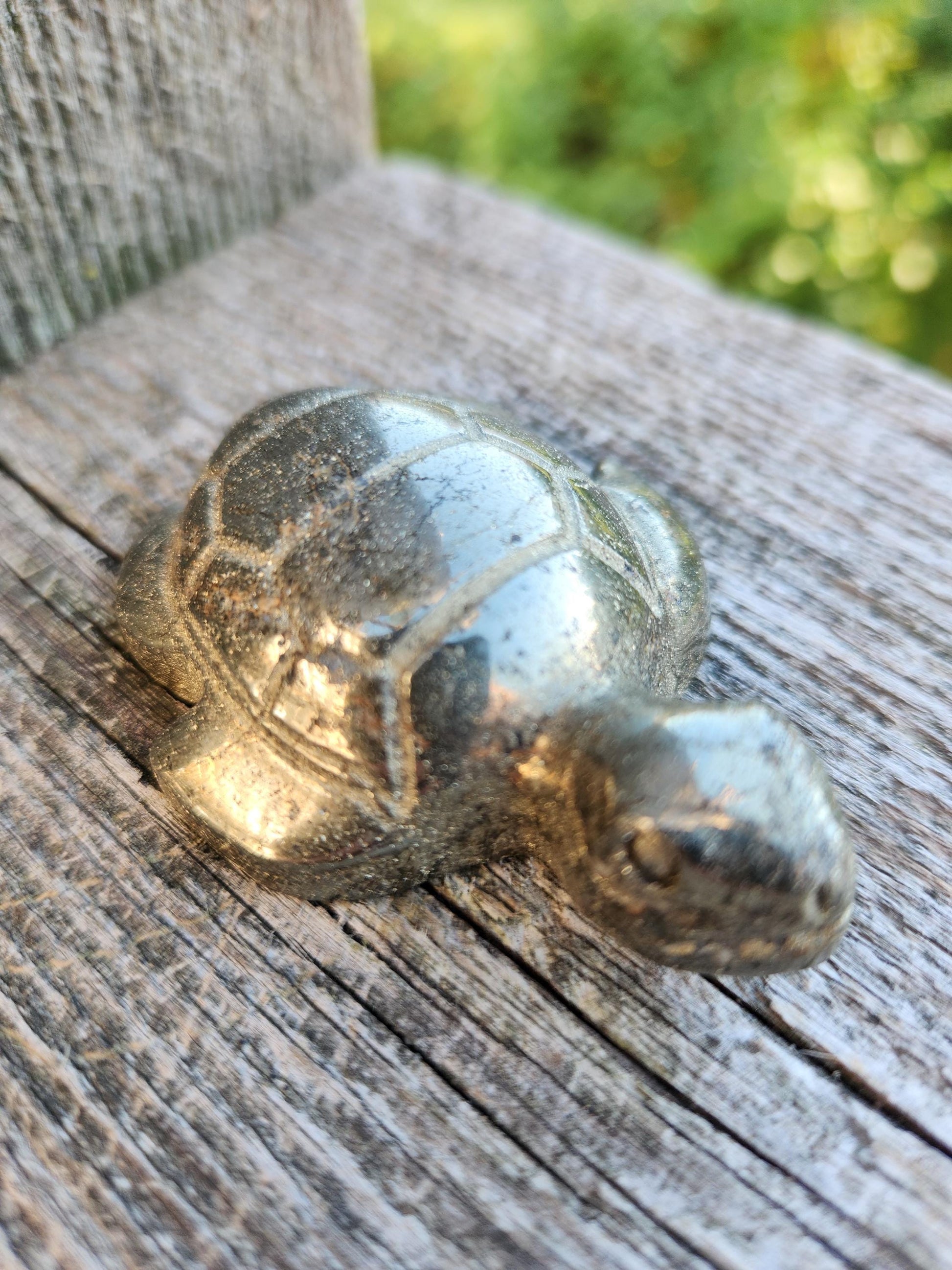 Pyrite Turtle Crystal Carving