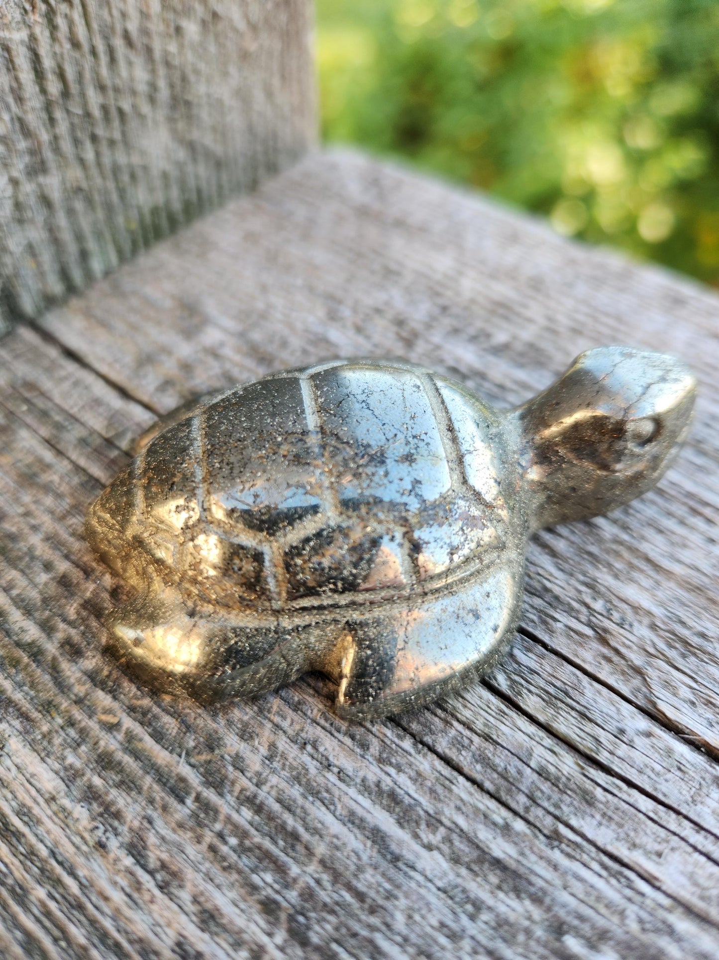 Pyrite Turtle Crystal Carving