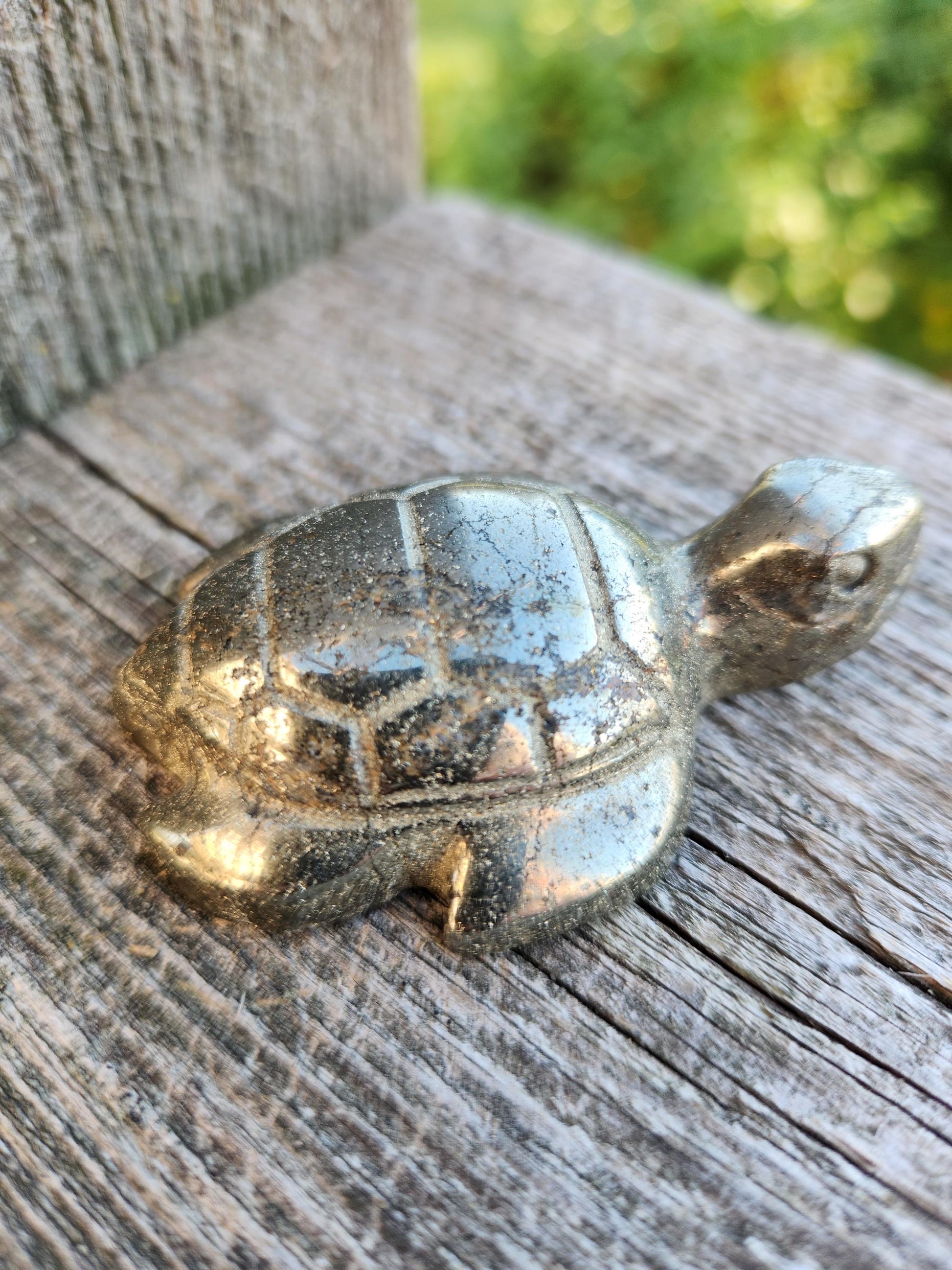 Pyrite Turtle Crystal Carving
