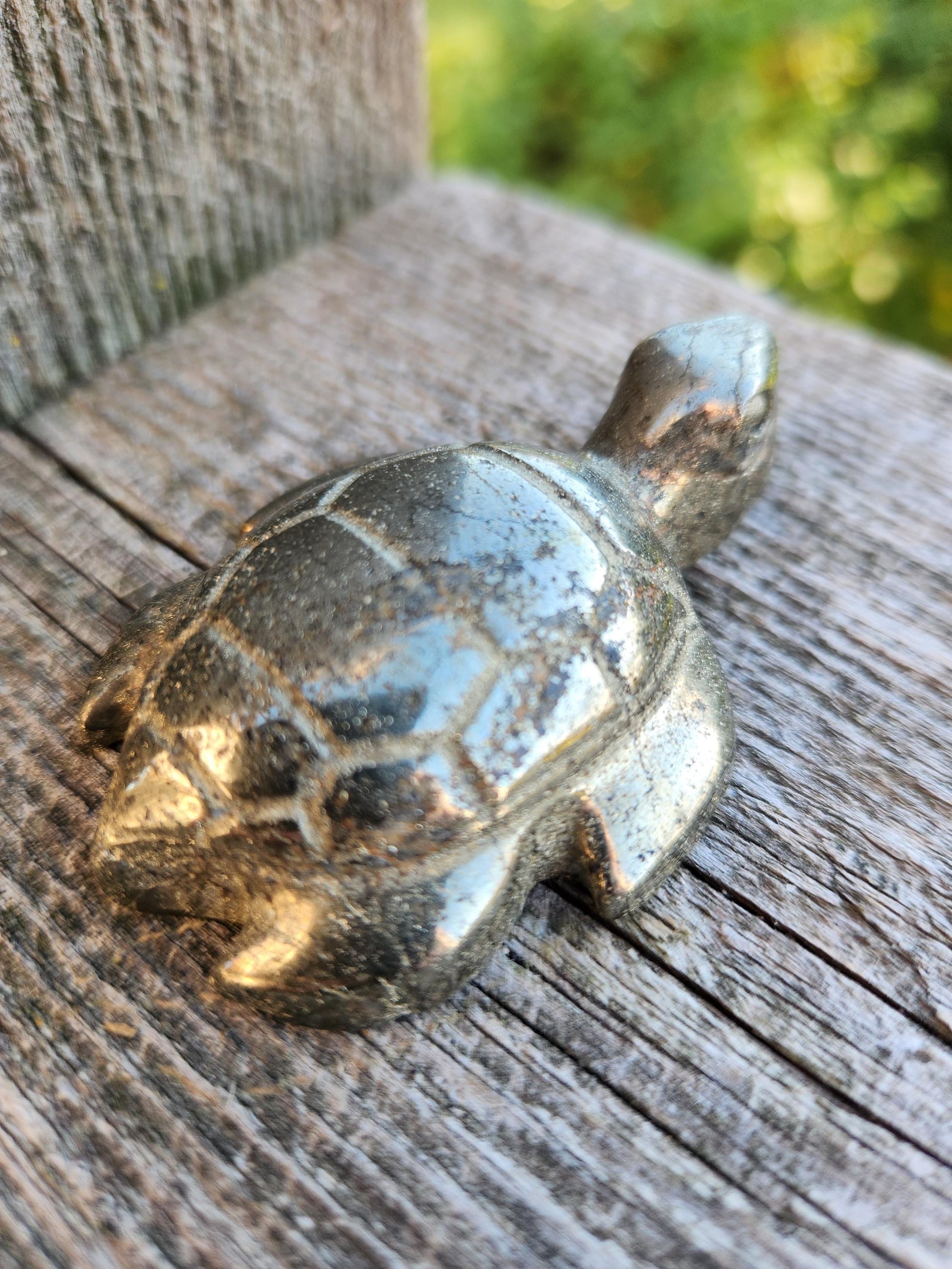 Pyrite Turtle Crystal Carving
