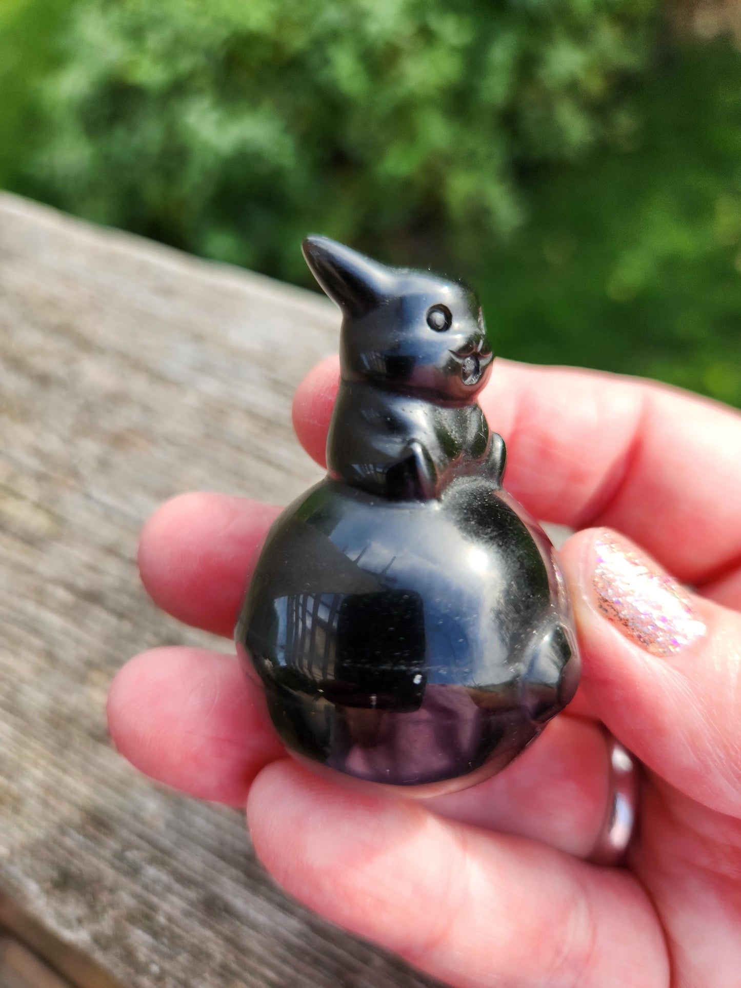 Super Cute Black Obsidian Pikachu On Poke Ball Natural Stone Crystal, Pokémon, Gift
