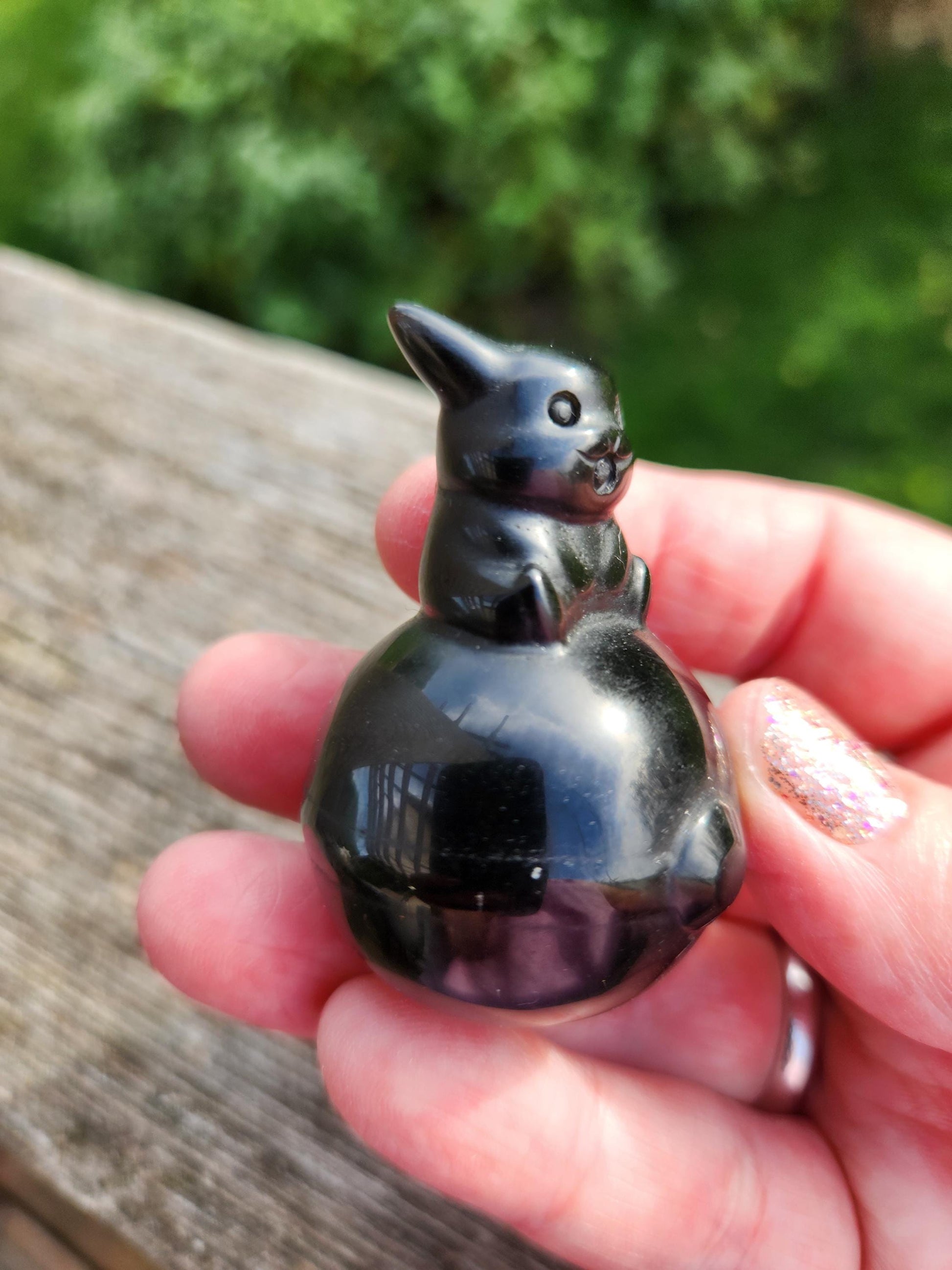 Super Cute Black Obsidian Pikachu On Poke Ball Natural Stone Crystal, Pokémon, Gift