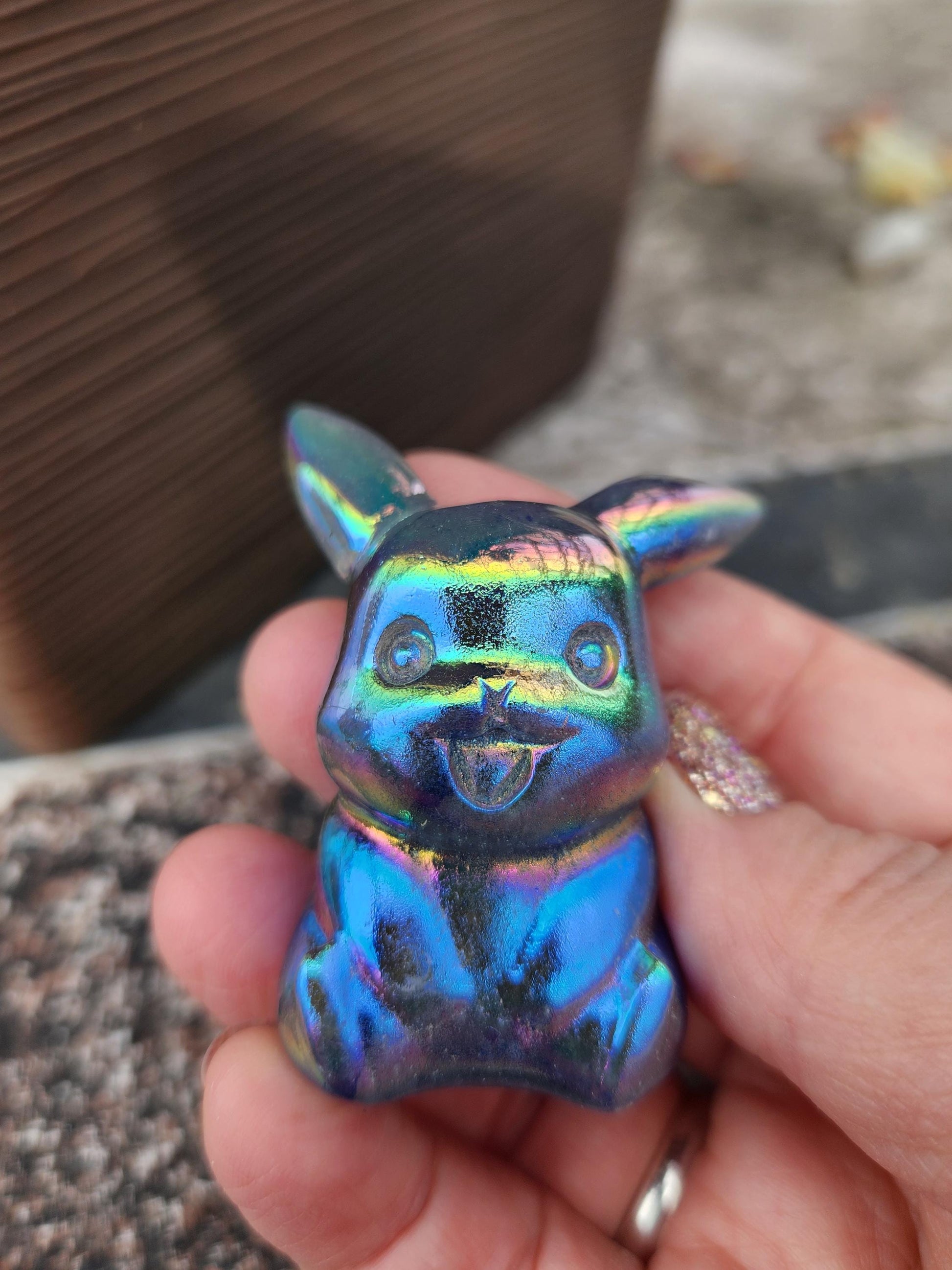 Super Cute Aura Pikachu Natural Stone Crystal, Pokémon, Gift