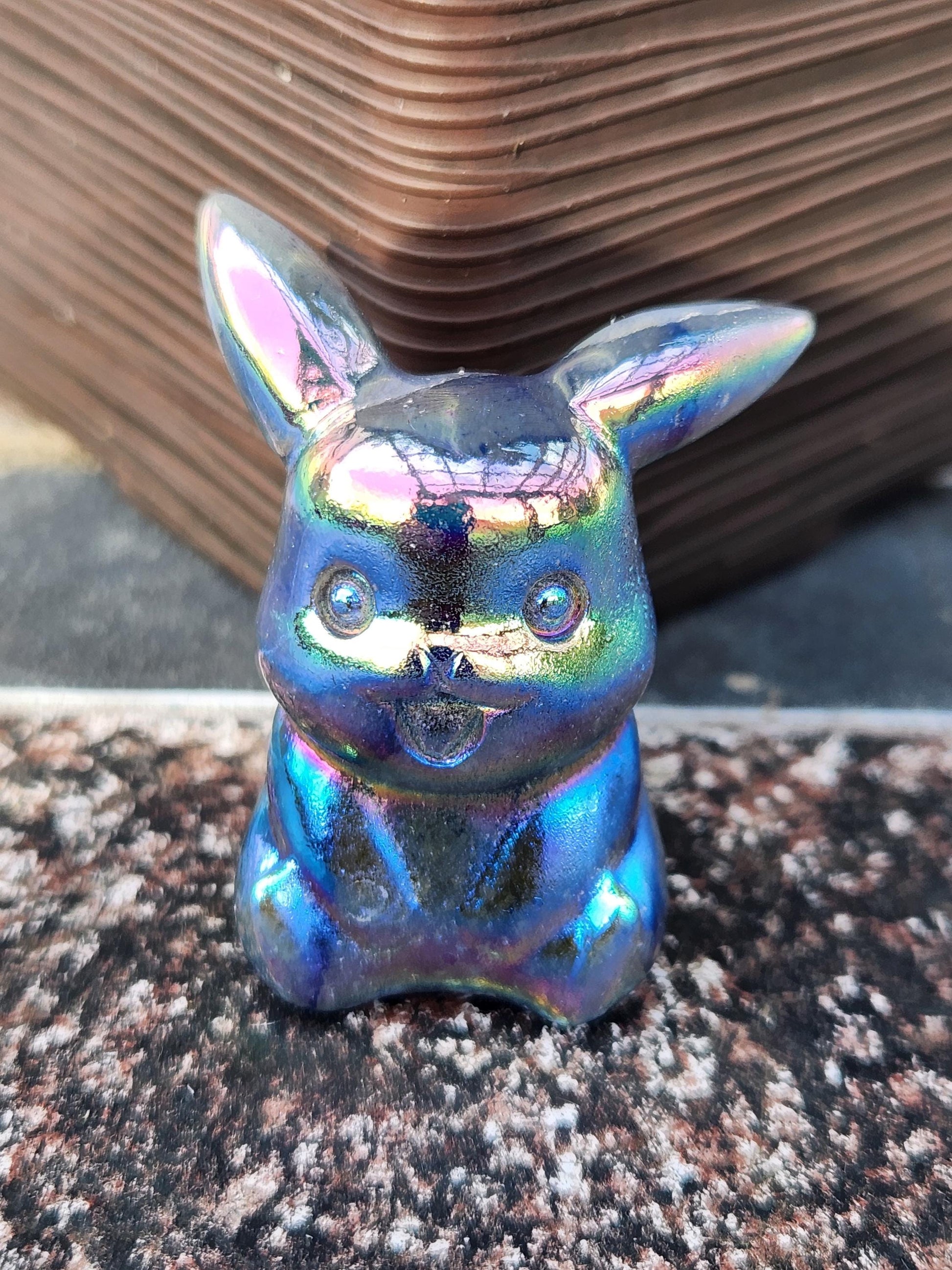Super Cute Aura Pikachu Natural Stone Crystal, Pokémon, Gift