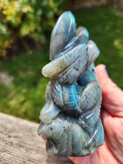 Very Unique & Rare Labradorite Carved Dragon Crystal with flash, DnD