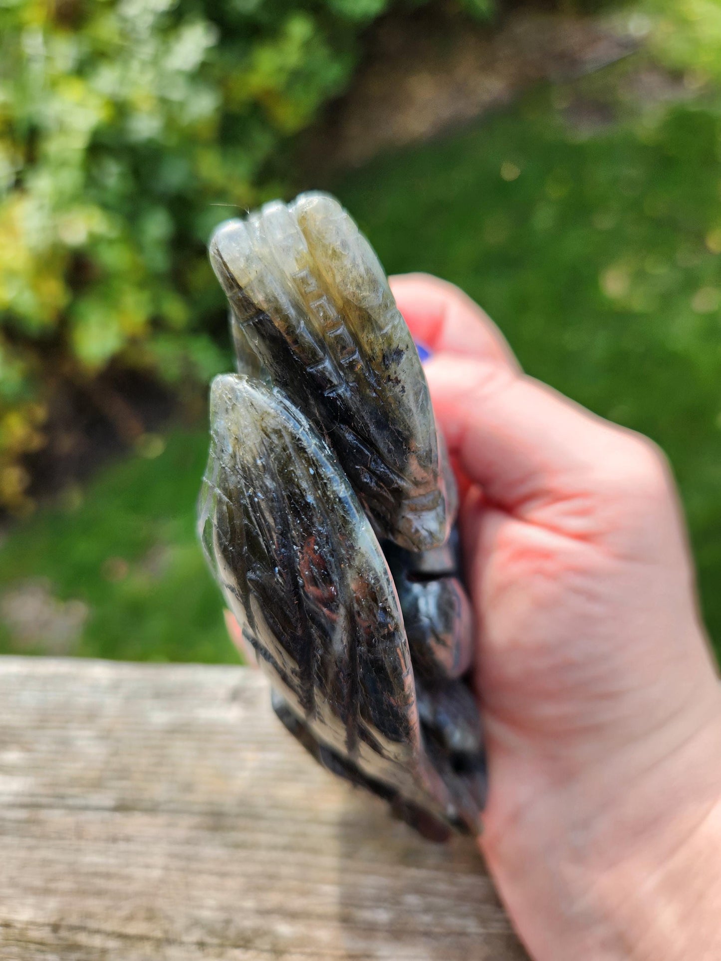 Rare Labradorite Carved Dragon Crystal with flash, DnD