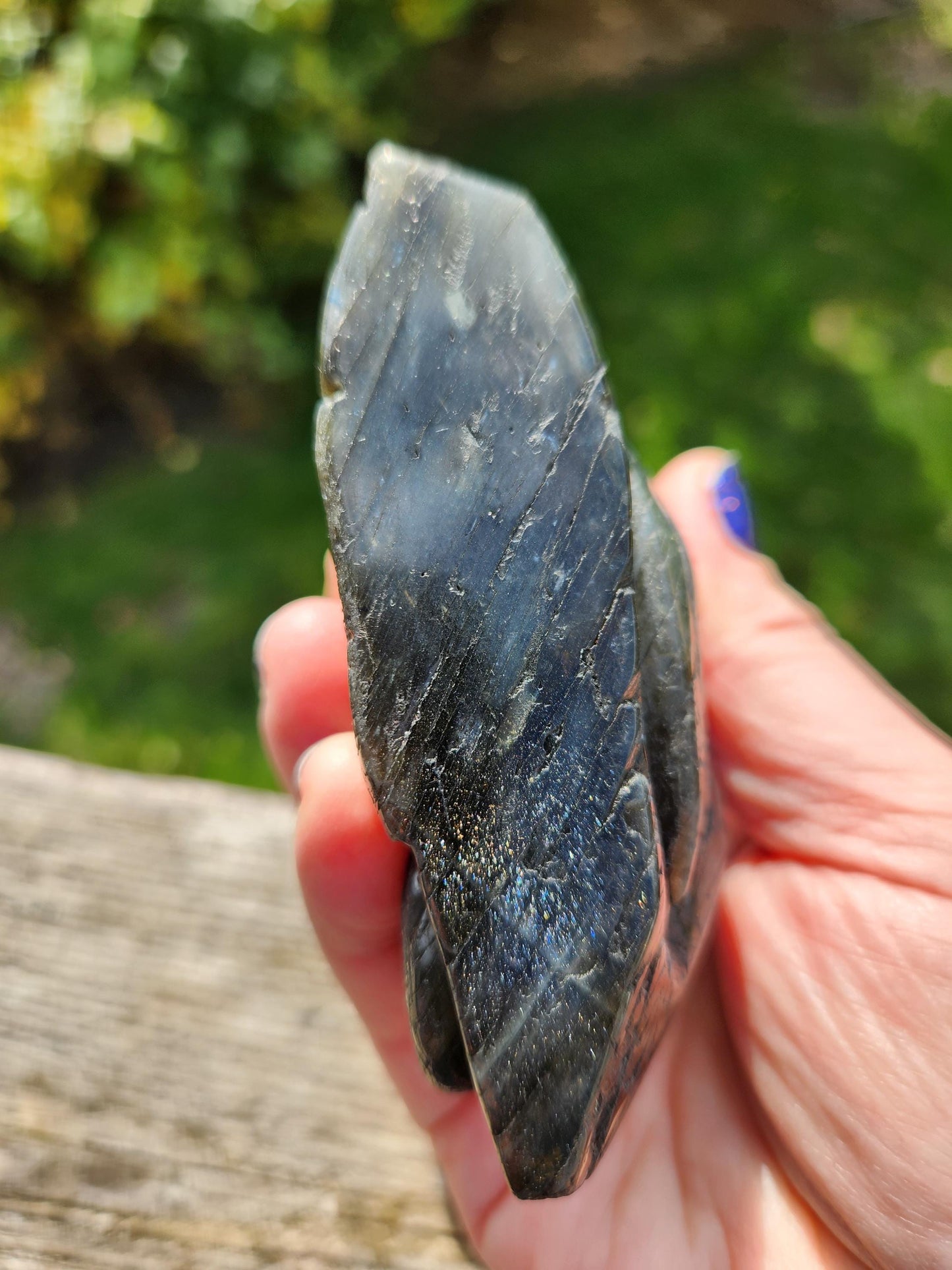 Rare Labradorite Carved Dragon Crystal with flash, DnD