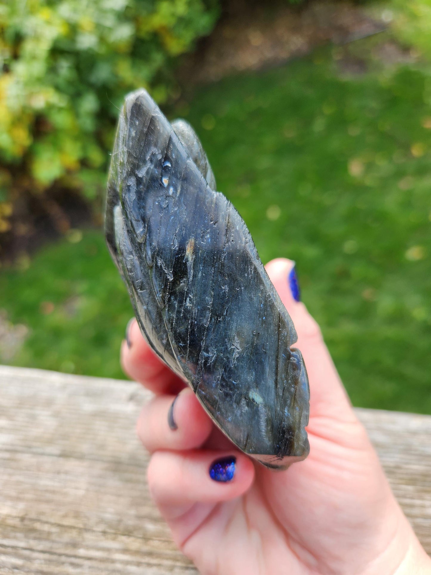 Rare Labradorite Carved Dragon Crystal with flash, DnD