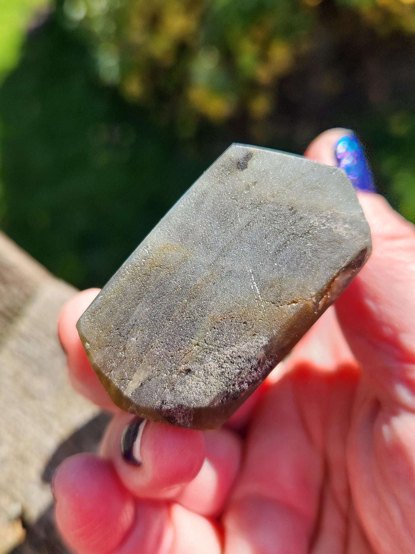 AAA Labradorite Tower Point: High Polished Crystal with Orange Yellow Blue Green Flash