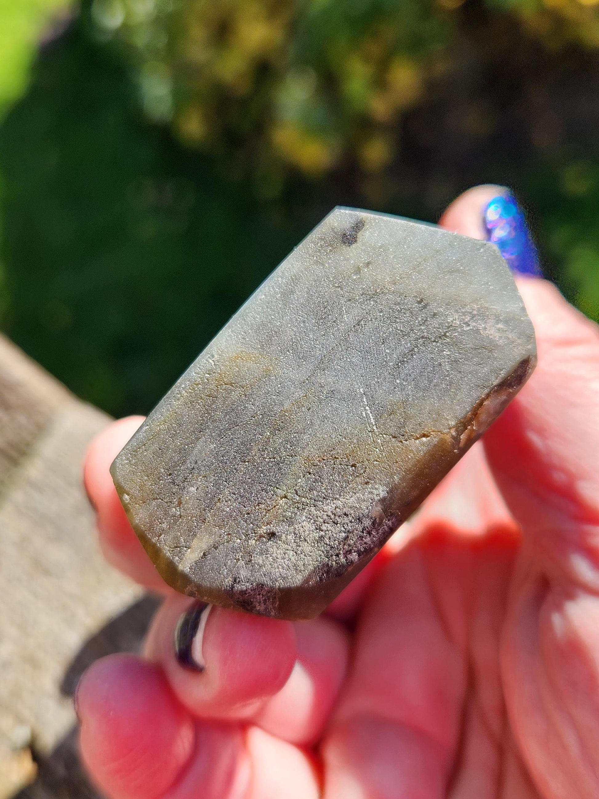 AAA Labradorite Tower Point: High Polished Crystal with Orange Yellow Blue Green Flash