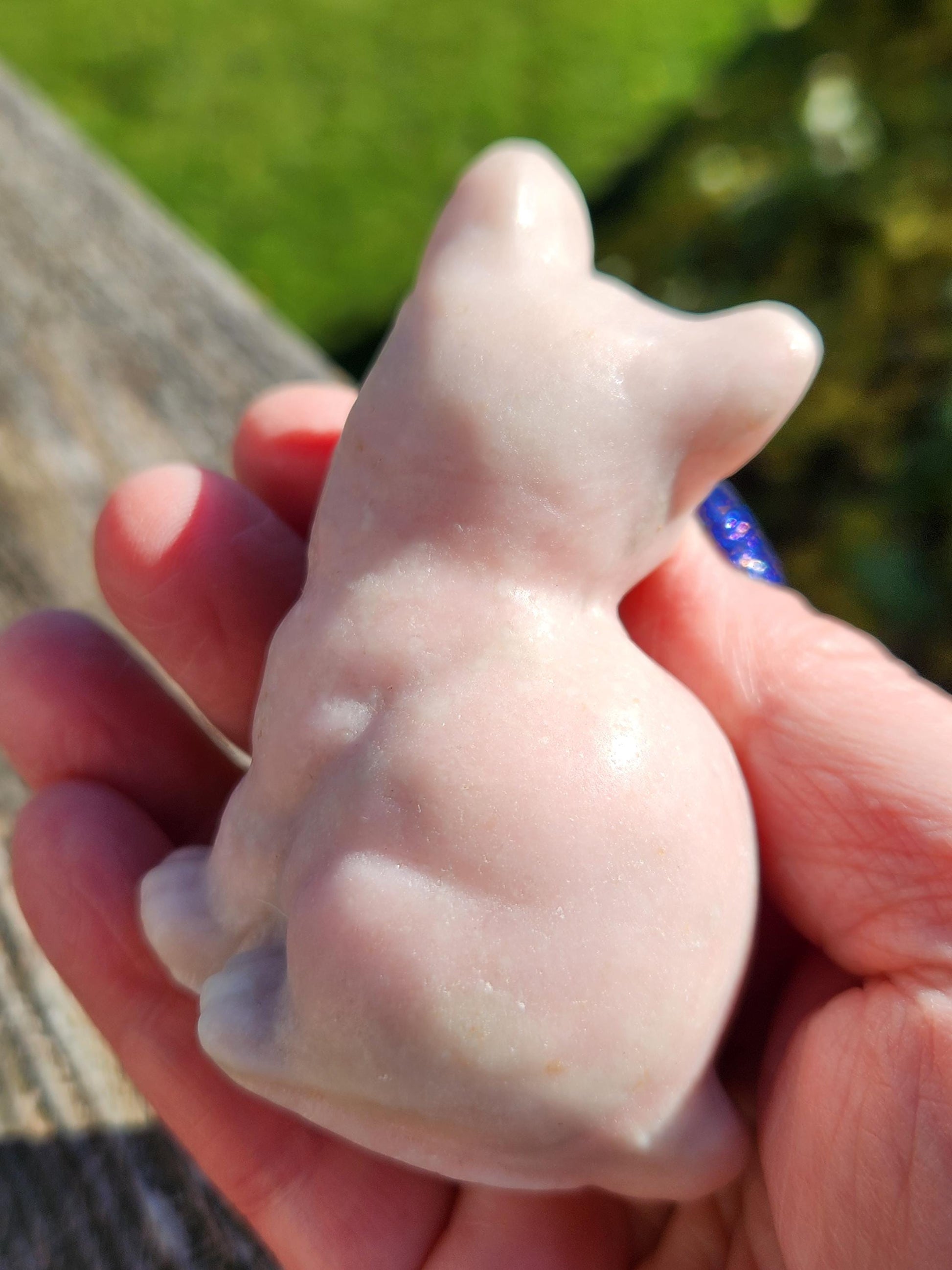Pink Opal Carved Sitting Cat