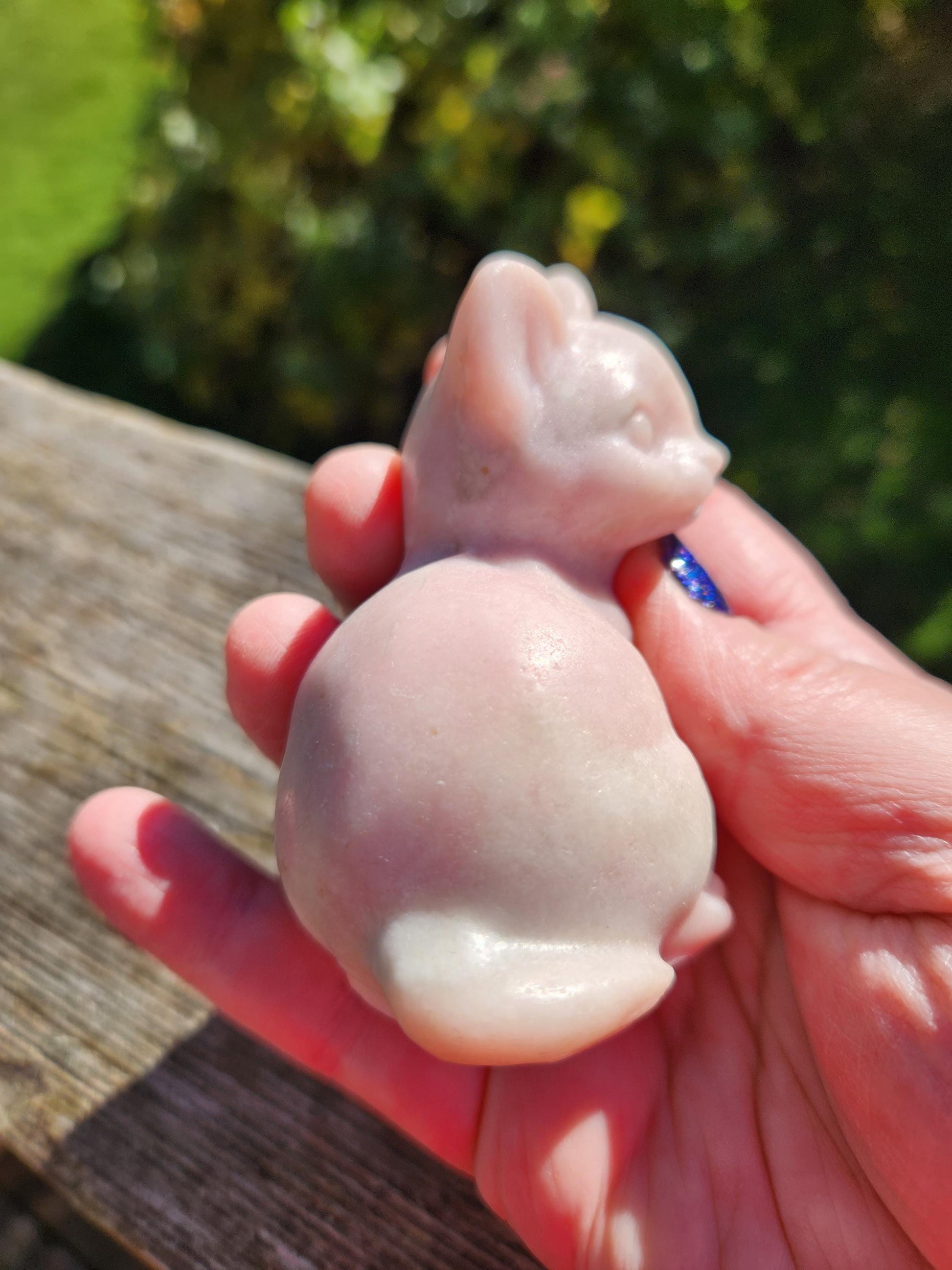 Pink Opal Carved Sitting Cat