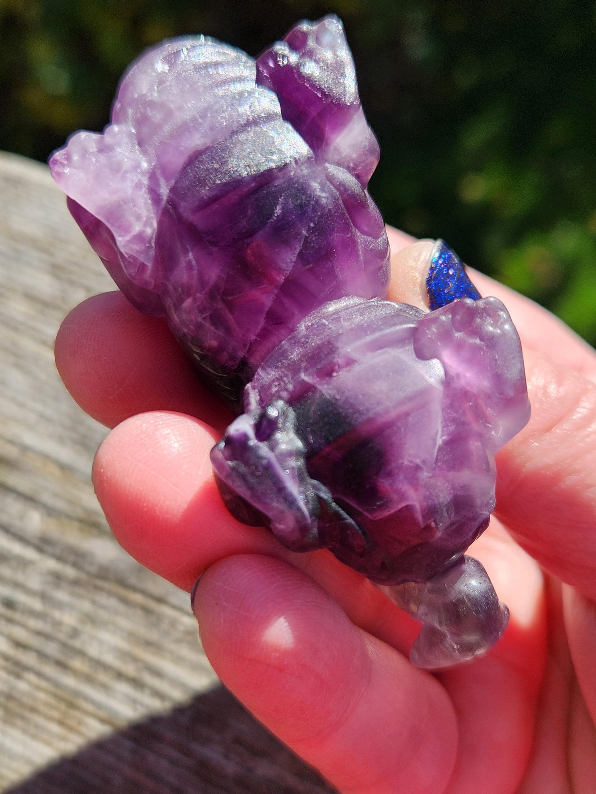 Purple Fluorite Crystal Dragon Carving - Year of the Dragon, DnD Decor