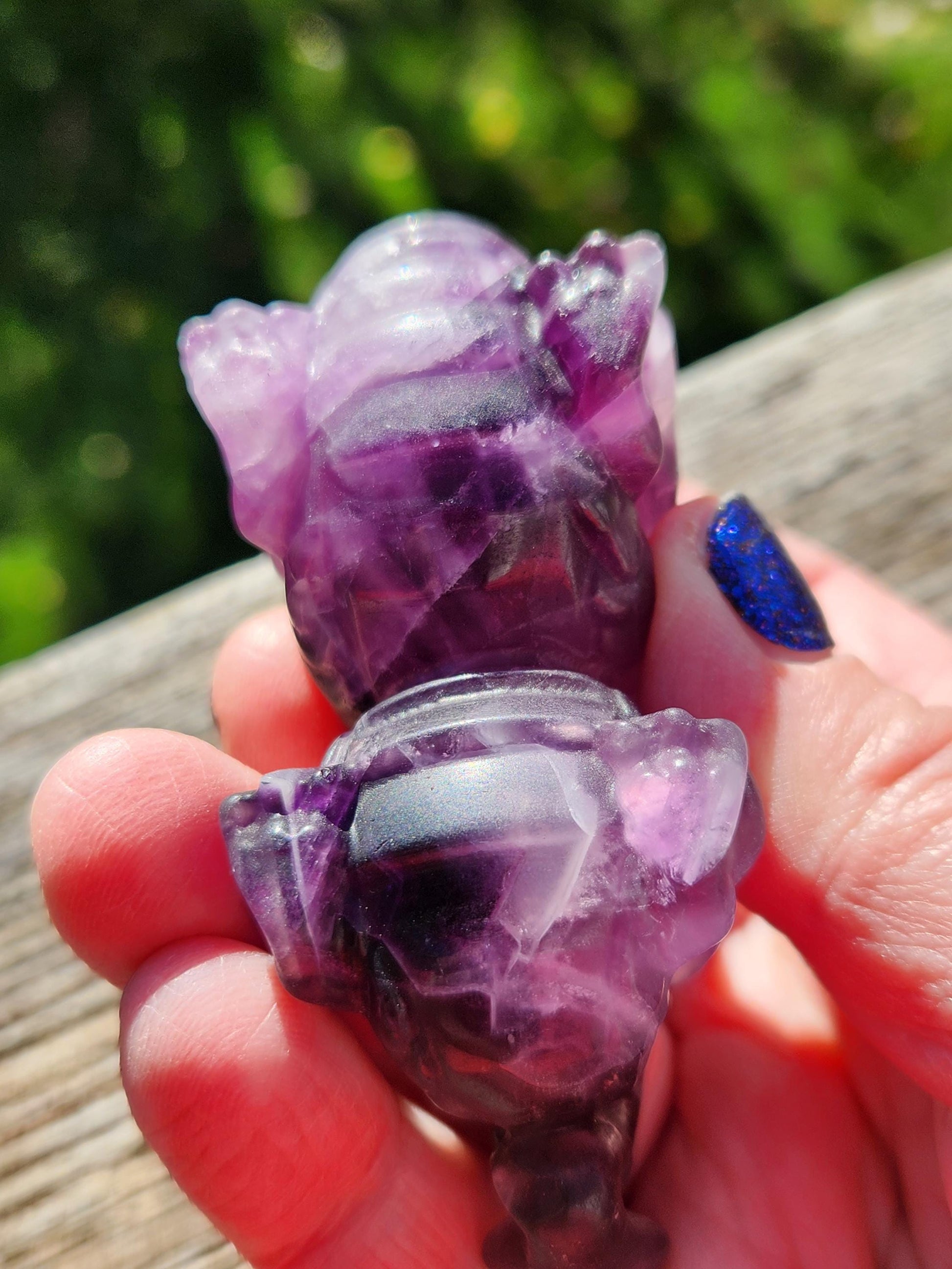 Purple Fluorite Crystal Dragon Carving - Year of the Dragon, DnD Decor