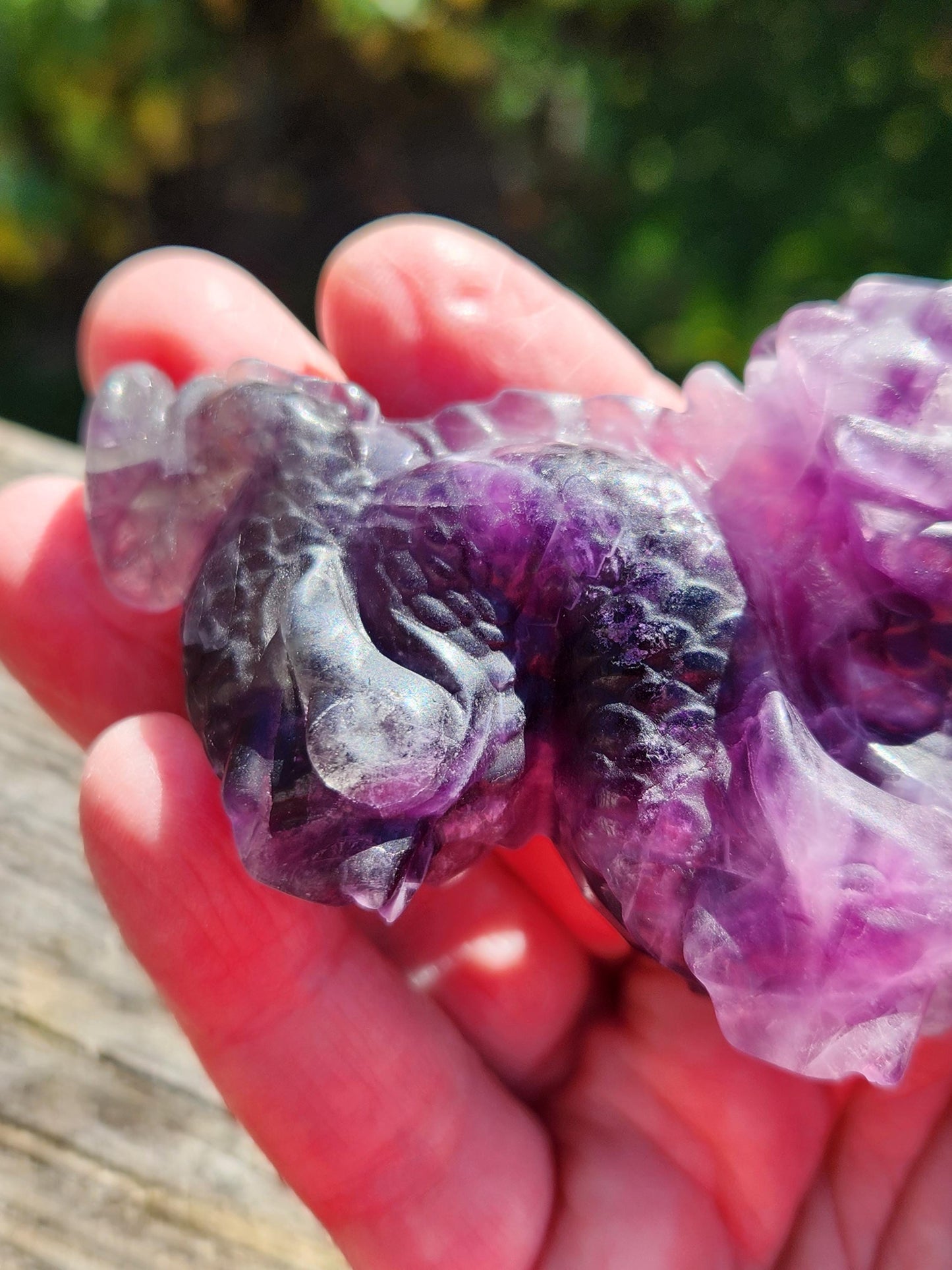 Purple Fluorite Crystal Dragon Carving - Year of the Dragon, DnD Decor