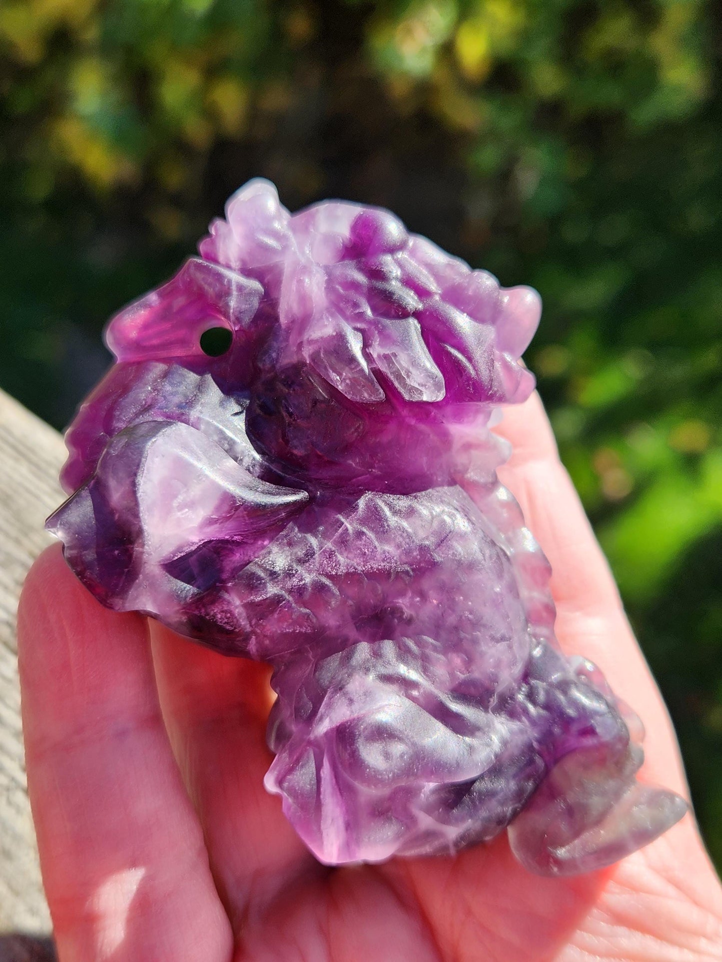 Purple Fluorite Crystal Dragon Carving - Year of the Dragon, DnD Decor