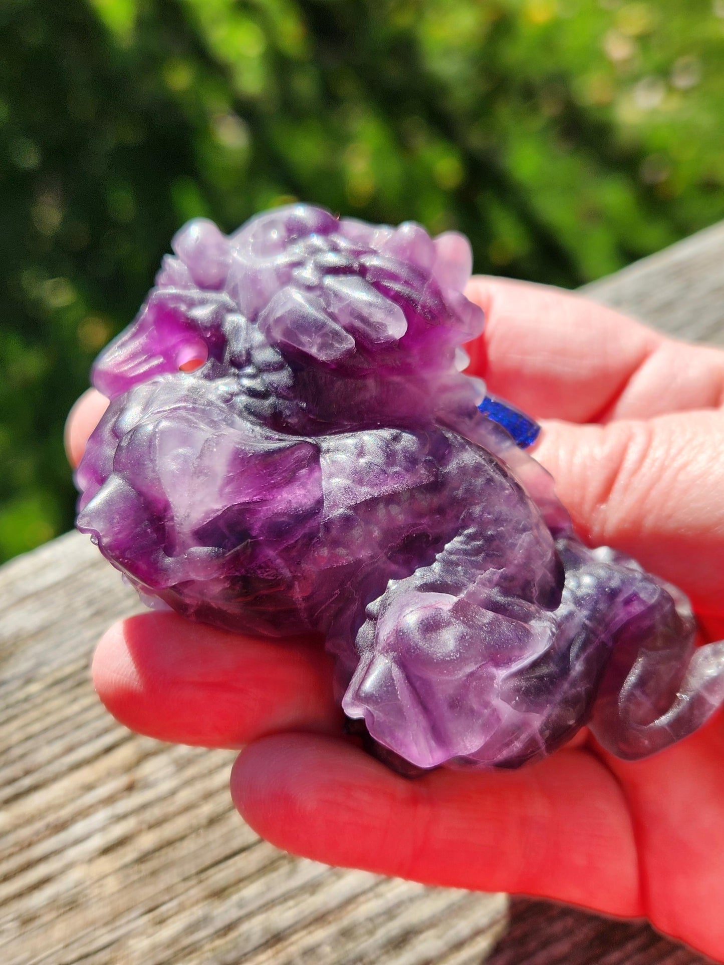 Purple Fluorite Crystal Dragon Carving - Year of the Dragon, DnD Decor