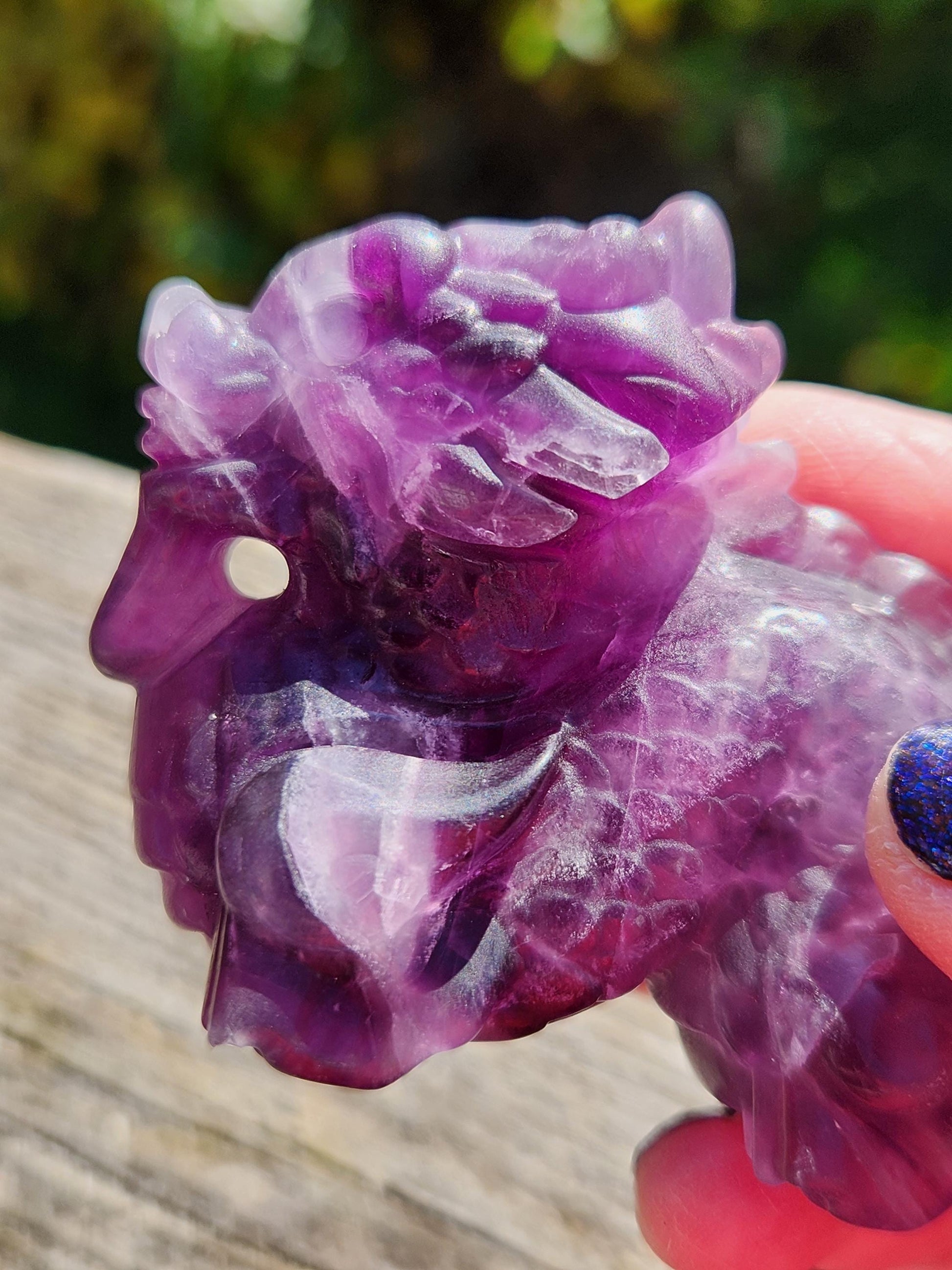 Purple Fluorite Crystal Dragon Carving - Year of the Dragon, DnD Decor