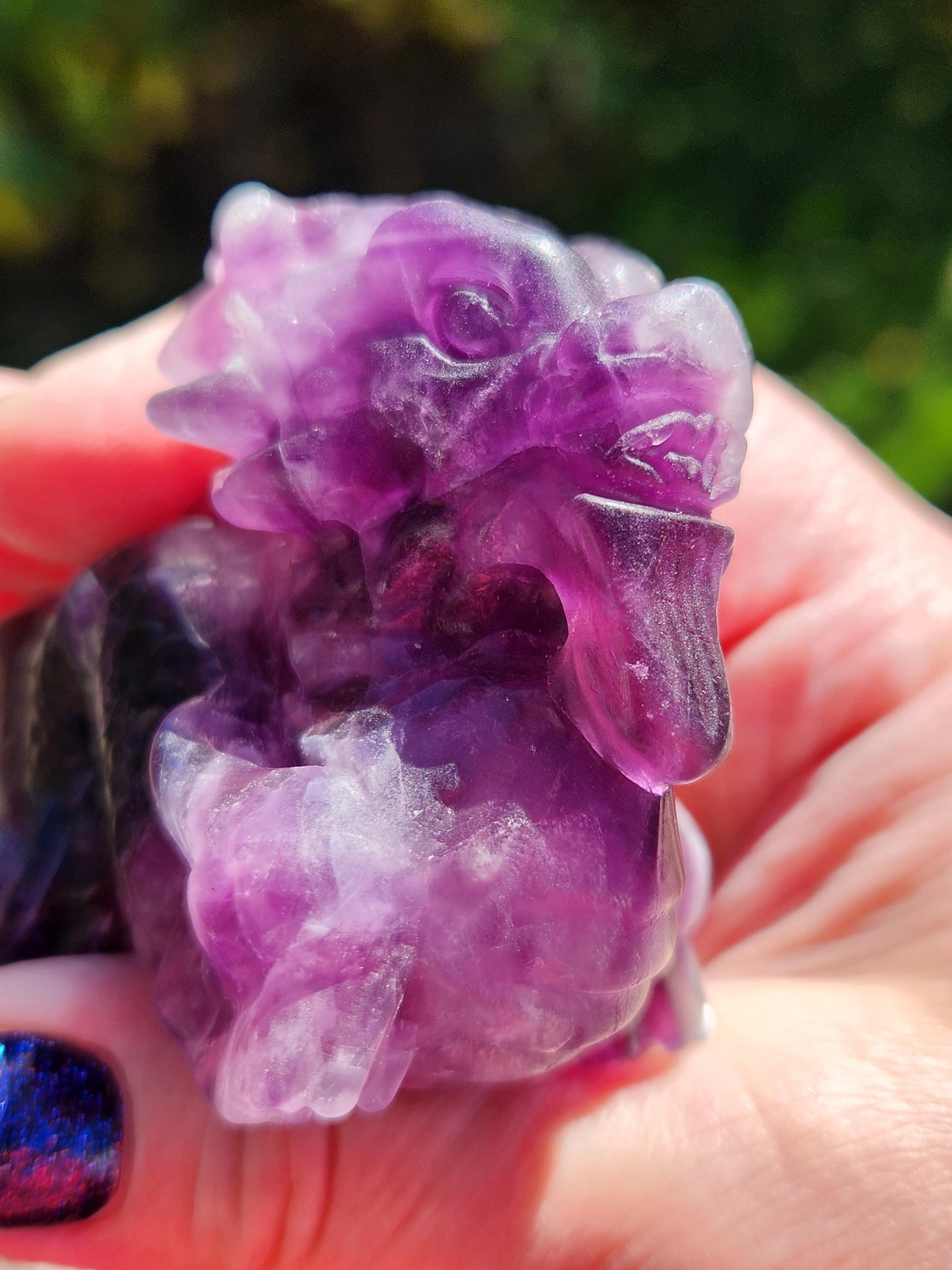 Purple Fluorite Crystal Dragon Carving - Year of the Dragon, DnD Decor