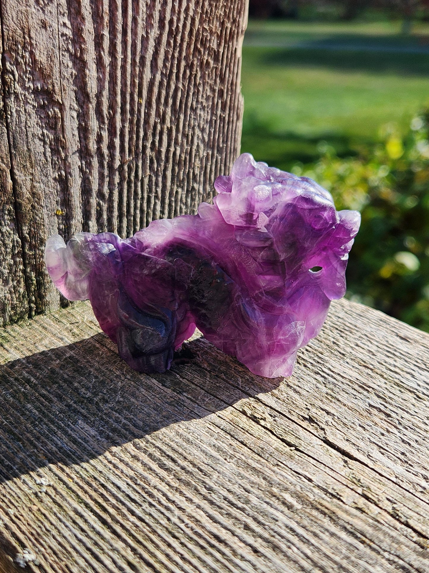 Purple Fluorite Crystal Dragon Carving - Year of the Dragon, DnD Decor