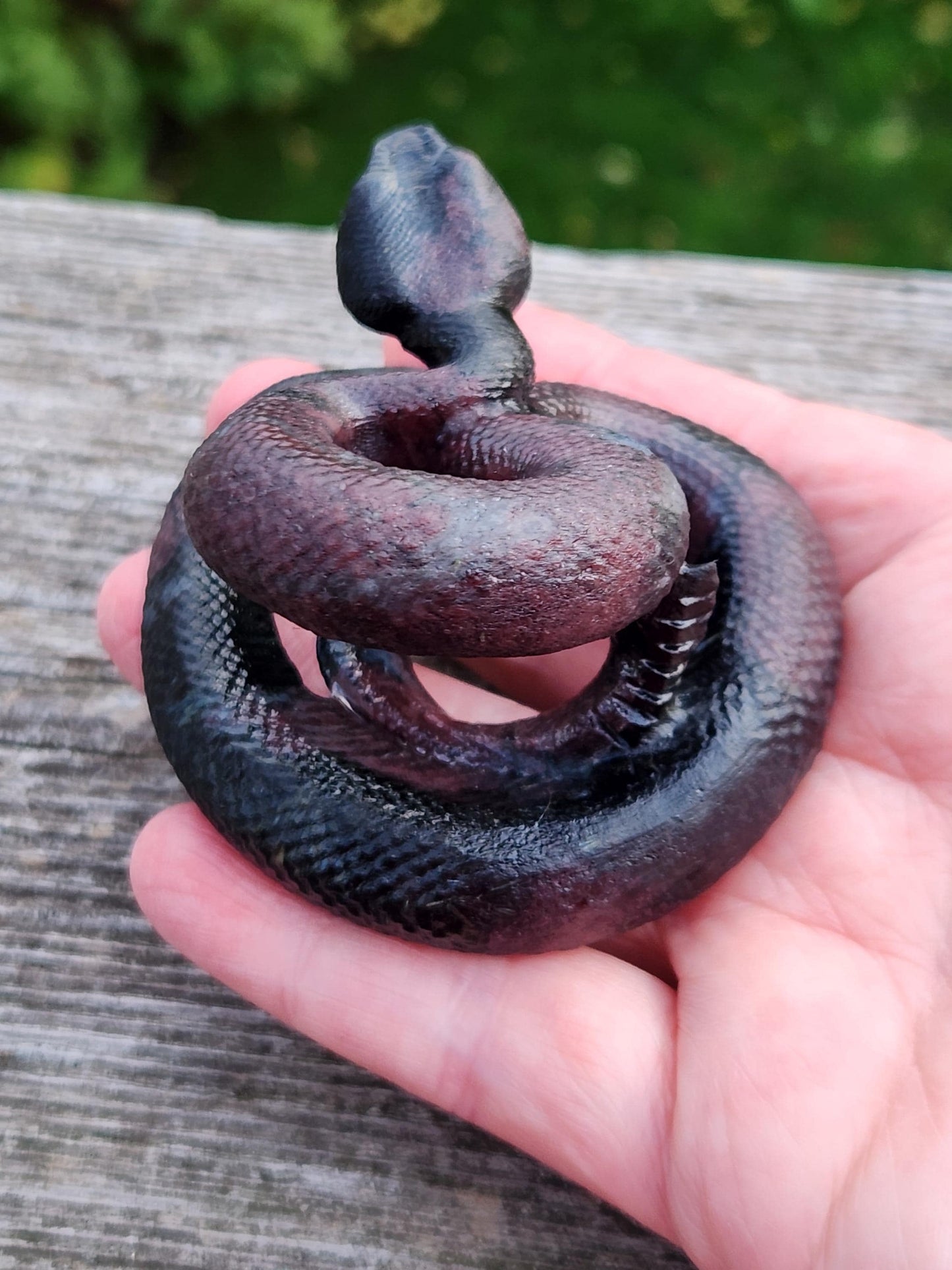 Carved Garnet Fireworks Snake Crystal Carving, Rattlesnake