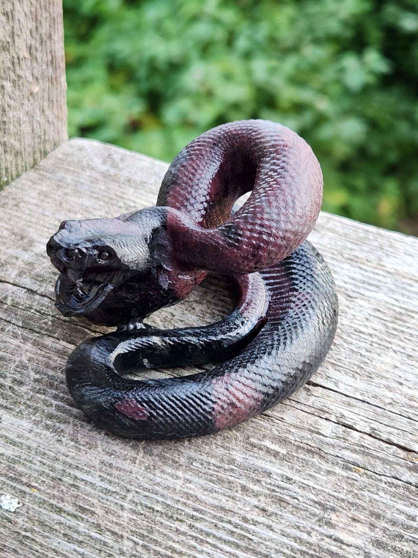 Carved Garnet Fireworks Snake Crystal Carving, Rattlesnake