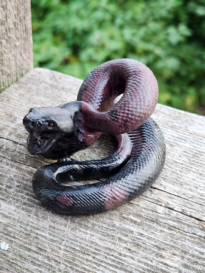 Carved Garnet Fireworks Snake Crystal Carving, Rattlesnake