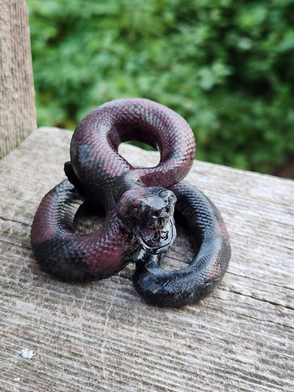 Carved Garnet Fireworks Snake Crystal Carving, Rattlesnake