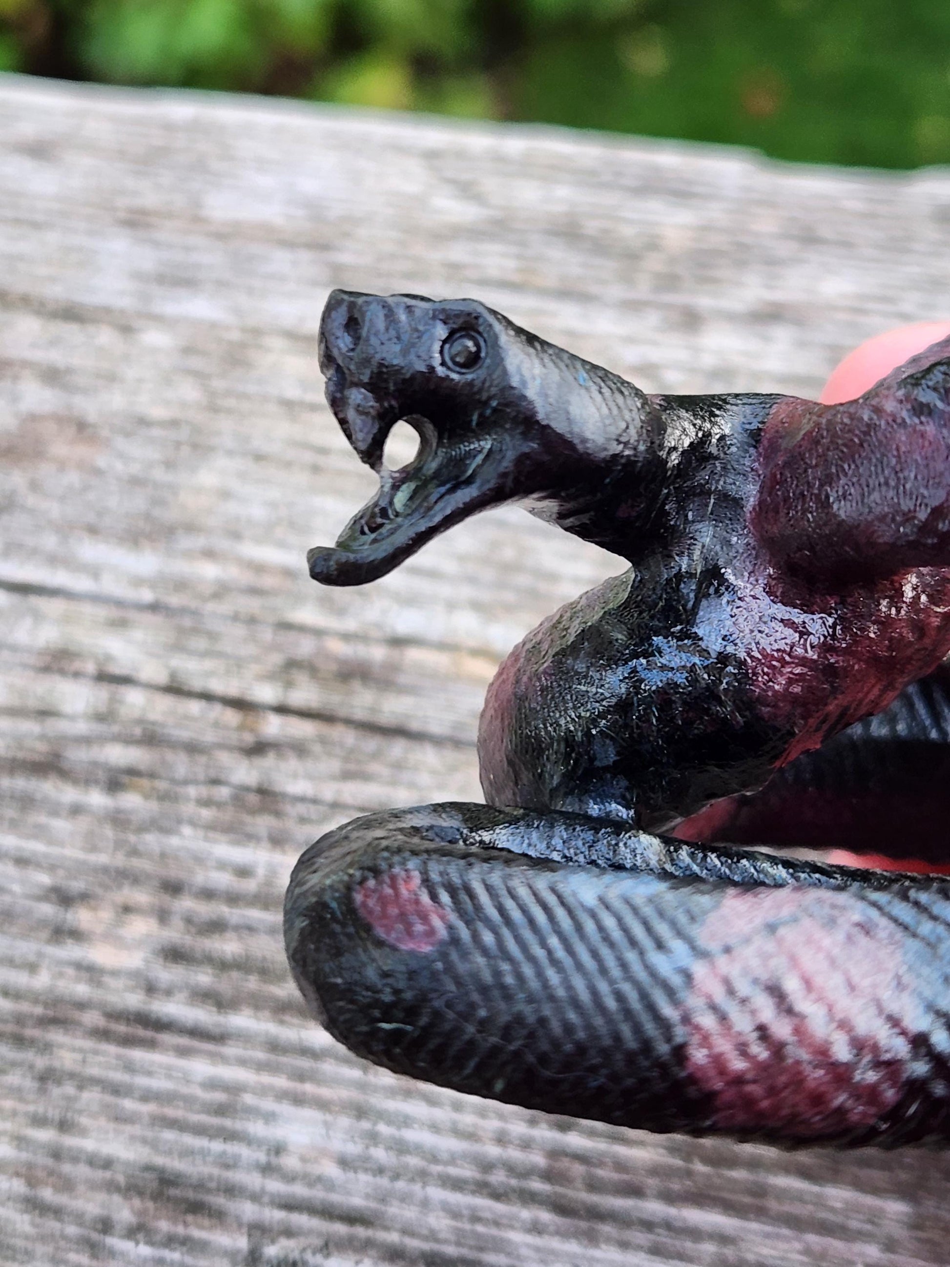 Carved Garnet Fireworks Snake Crystal Carving, Rattlesnake