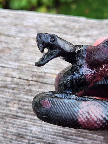 Carved Garnet Fireworks Snake Crystal Carving, Rattlesnake