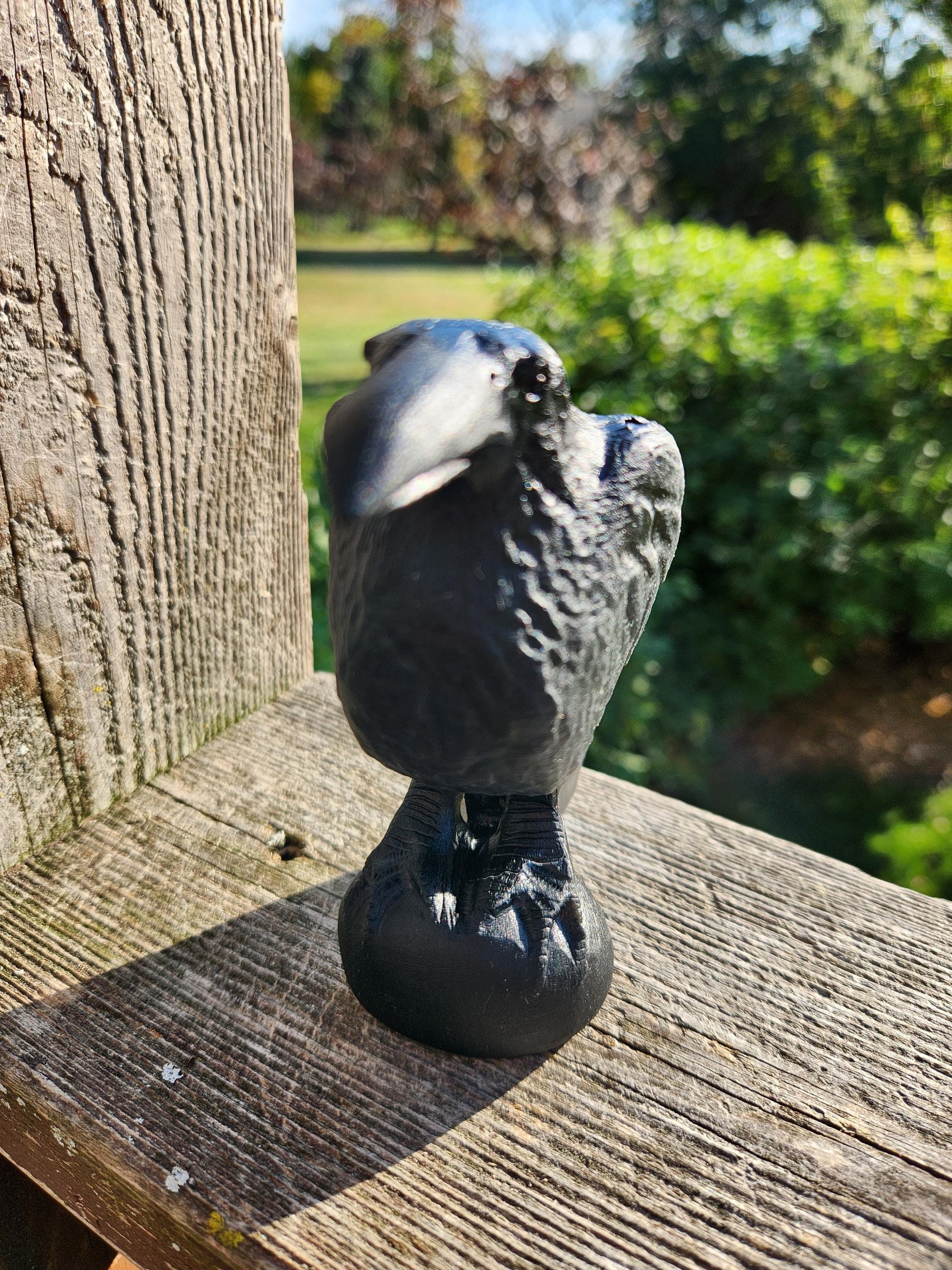 Carved Black Obsidian Raven: Natural Crystal, Crow, Large