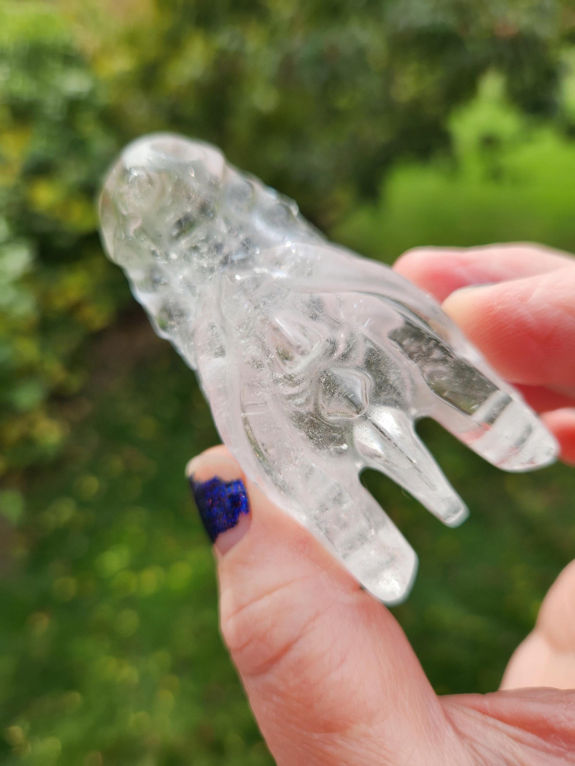 Clear Quartz & Garden Quartz Crystal Carved Dragon Head, DND