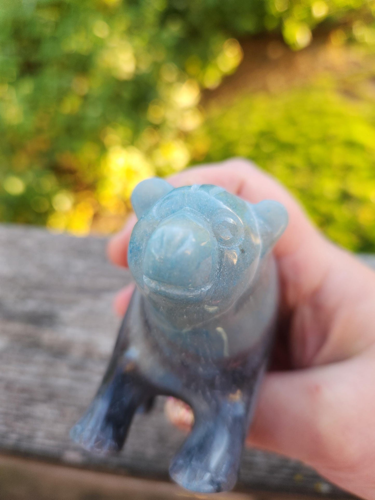 Trolleite Grizzly Bear Crystal Carving: High Polish Stone Animal